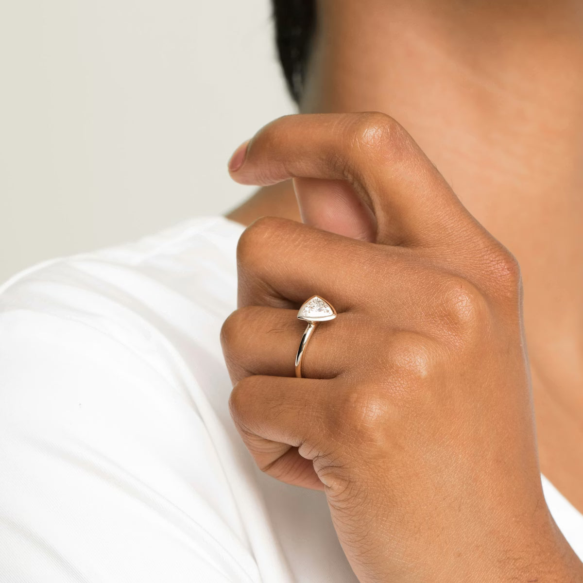 The Signature Bezel Trillion-Cut Yellow Gold Engagement Ring