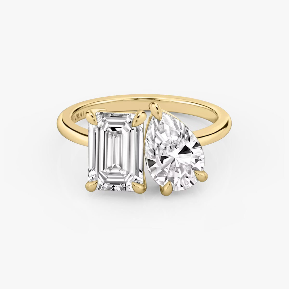 The Toi et Moi Emerald & Pear Yellow Gold Two-Stone Engagement Ring