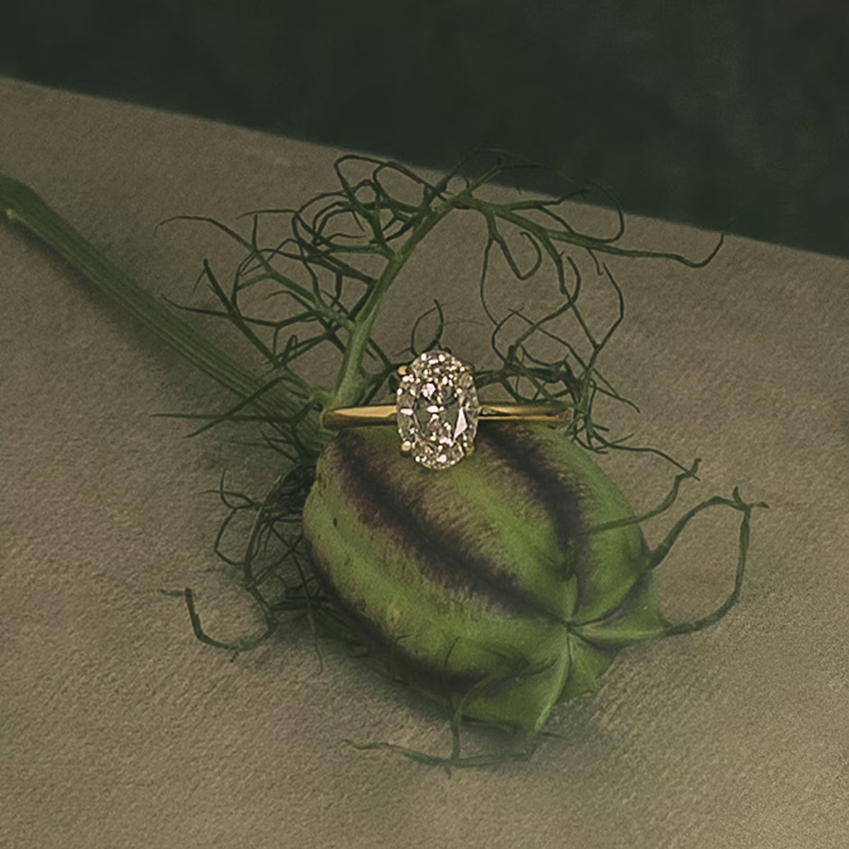 The Floating Trillion-Cut Yellow Gold Solitaire Engagement Ring