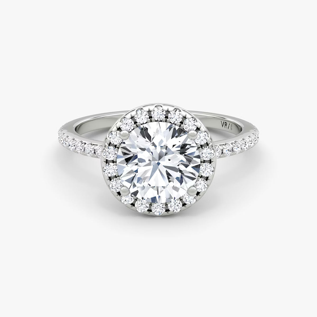 The Radiant Halo Round Brilliant White Gold Engagement Ring