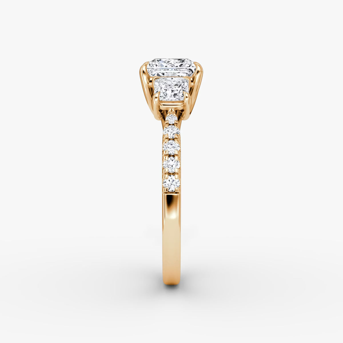 The Trellis Three-Stone Oval Yellow Gold Diamond Engagement Ring