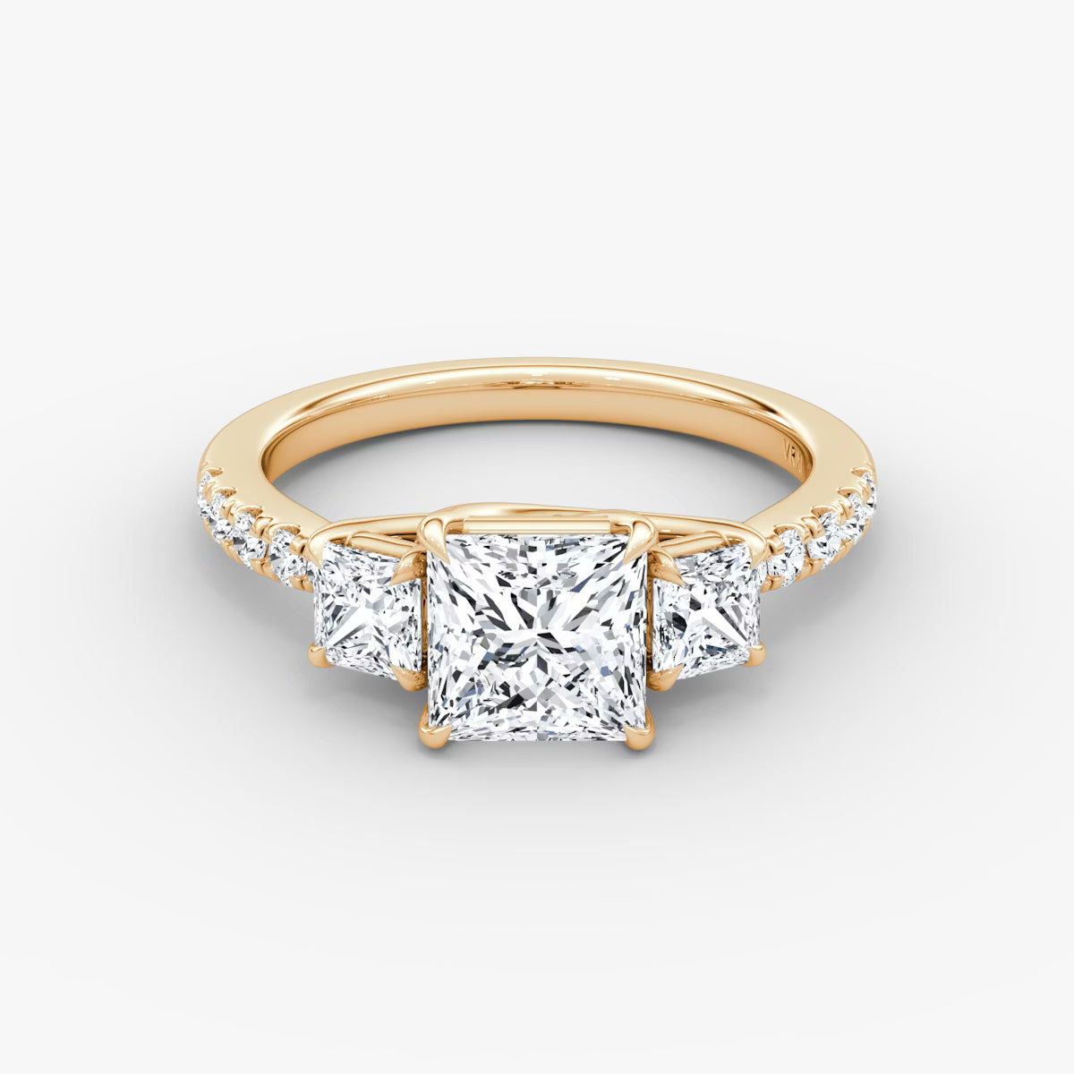The Trellis Three-Stone Oval Yellow Gold Diamond Engagement Ring
