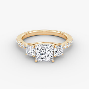 The Trellis Three-Stone Oval Yellow Gold Diamond Engagement Ring