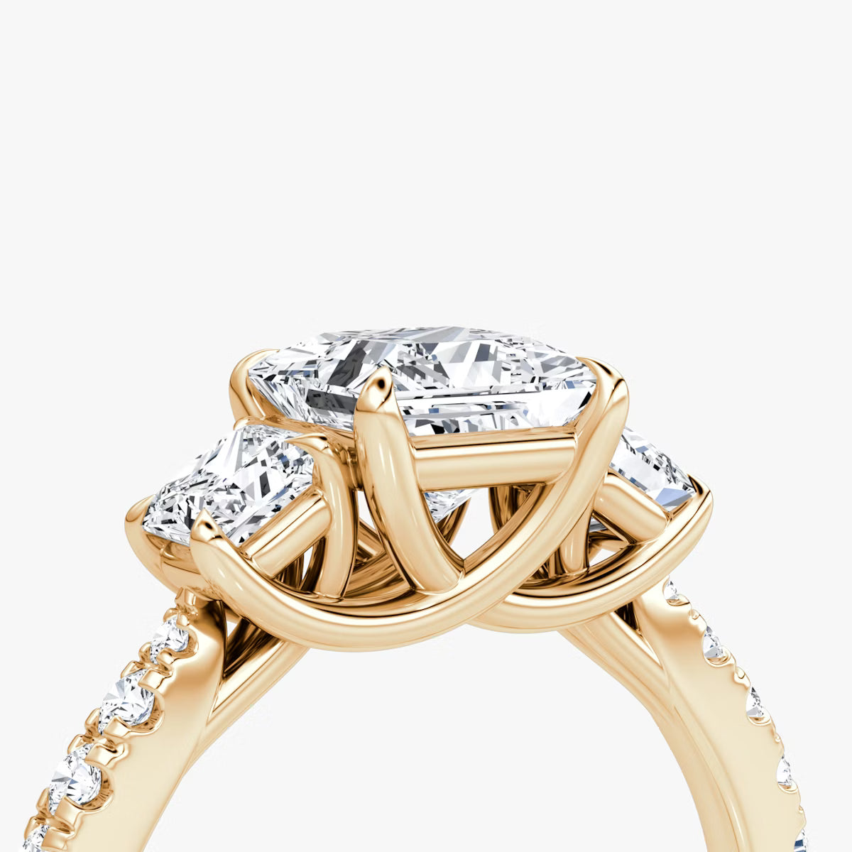 The Trellis Three-Stone Oval Yellow Gold Diamond Engagement Ring