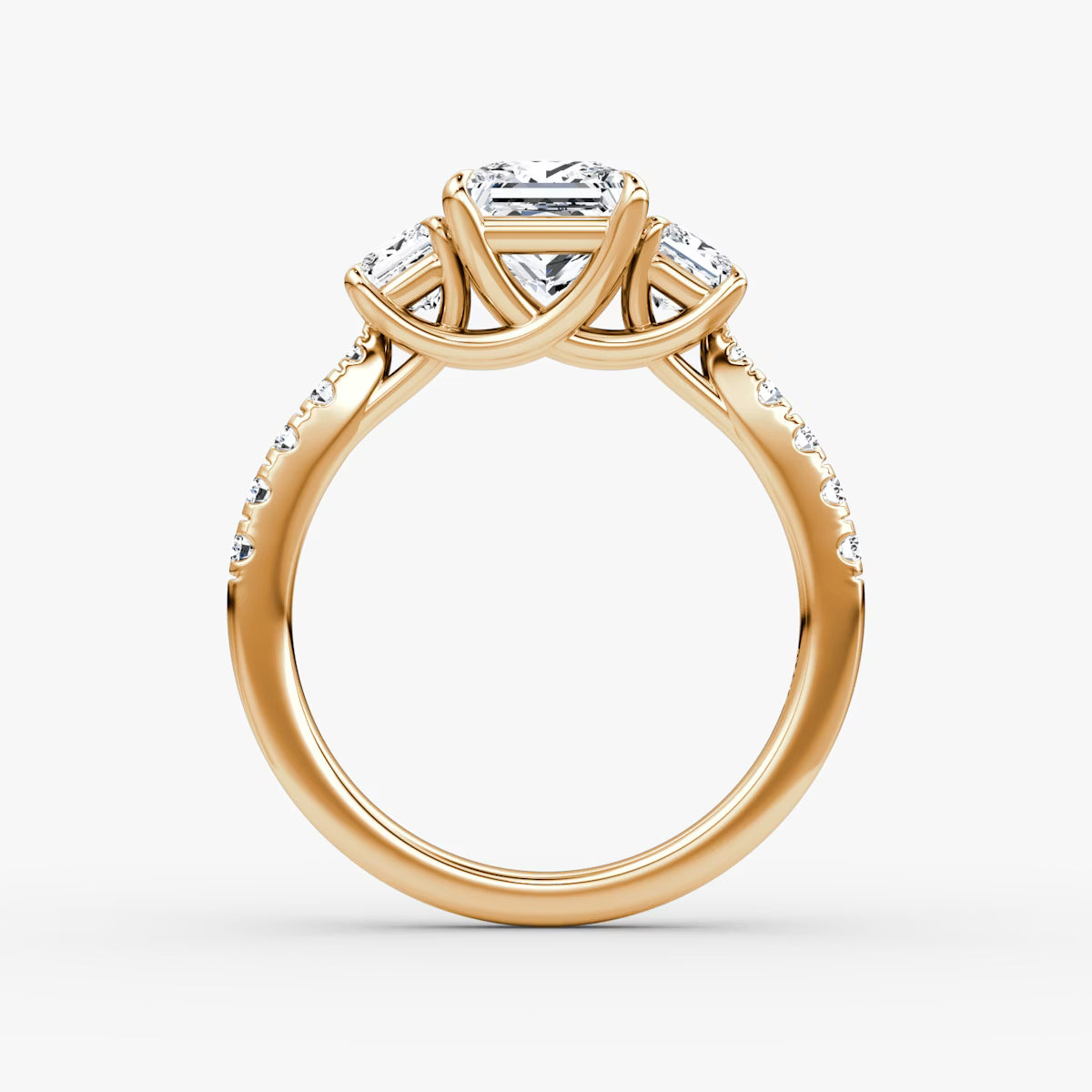 The Trellis Three-Stone Oval Yellow Gold Diamond Engagement Ring