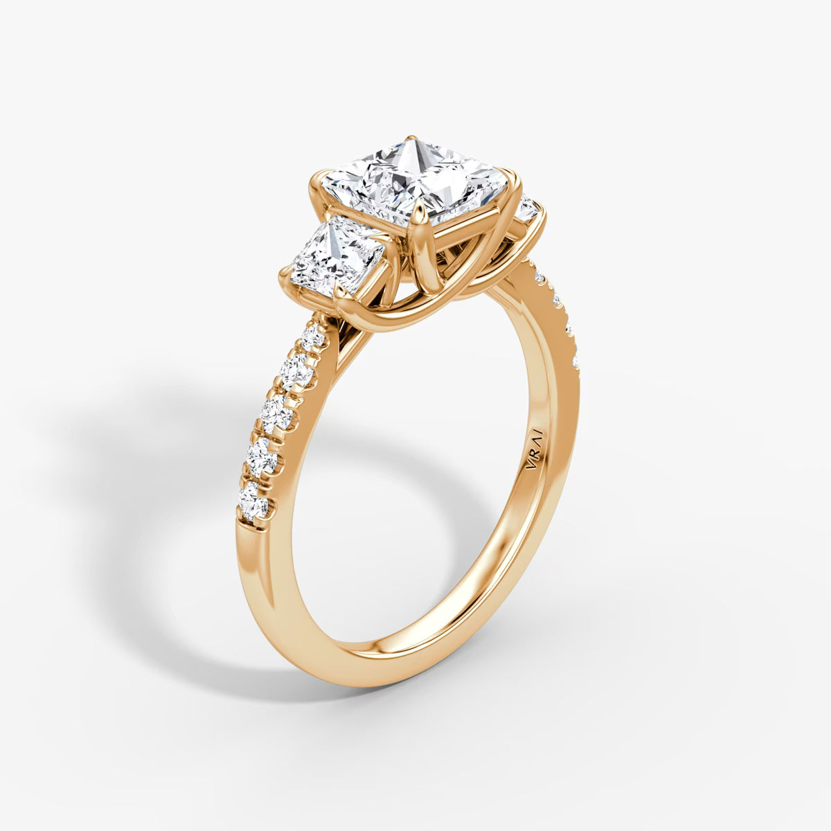 The Trellis Three-Stone Oval Yellow Gold Diamond Engagement Ring