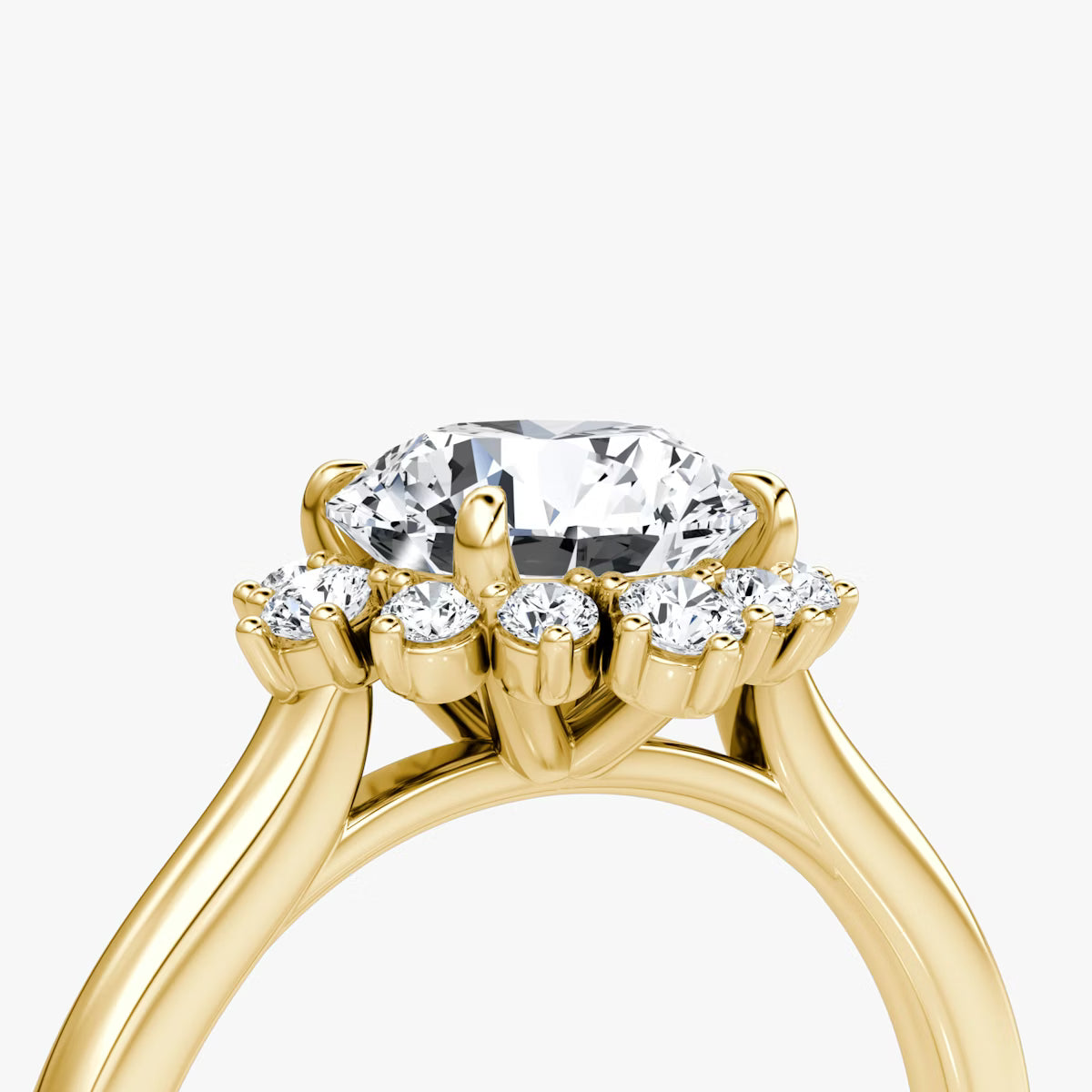 The Aurora Halo Round Brilliant Yellow Gold Diamond Engagement Ring