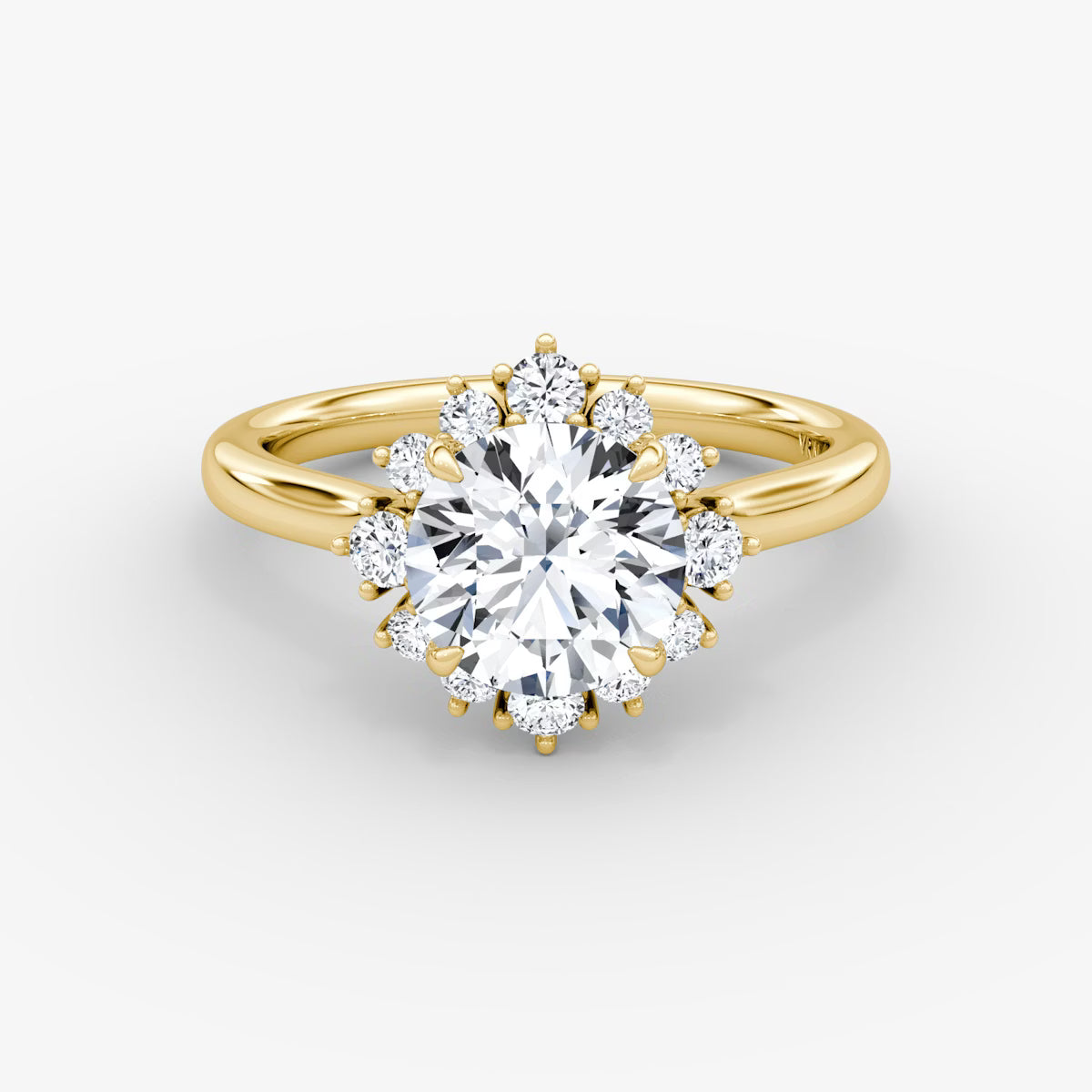 The Aurora Halo Round Brilliant Yellow Gold Diamond Engagement Ring