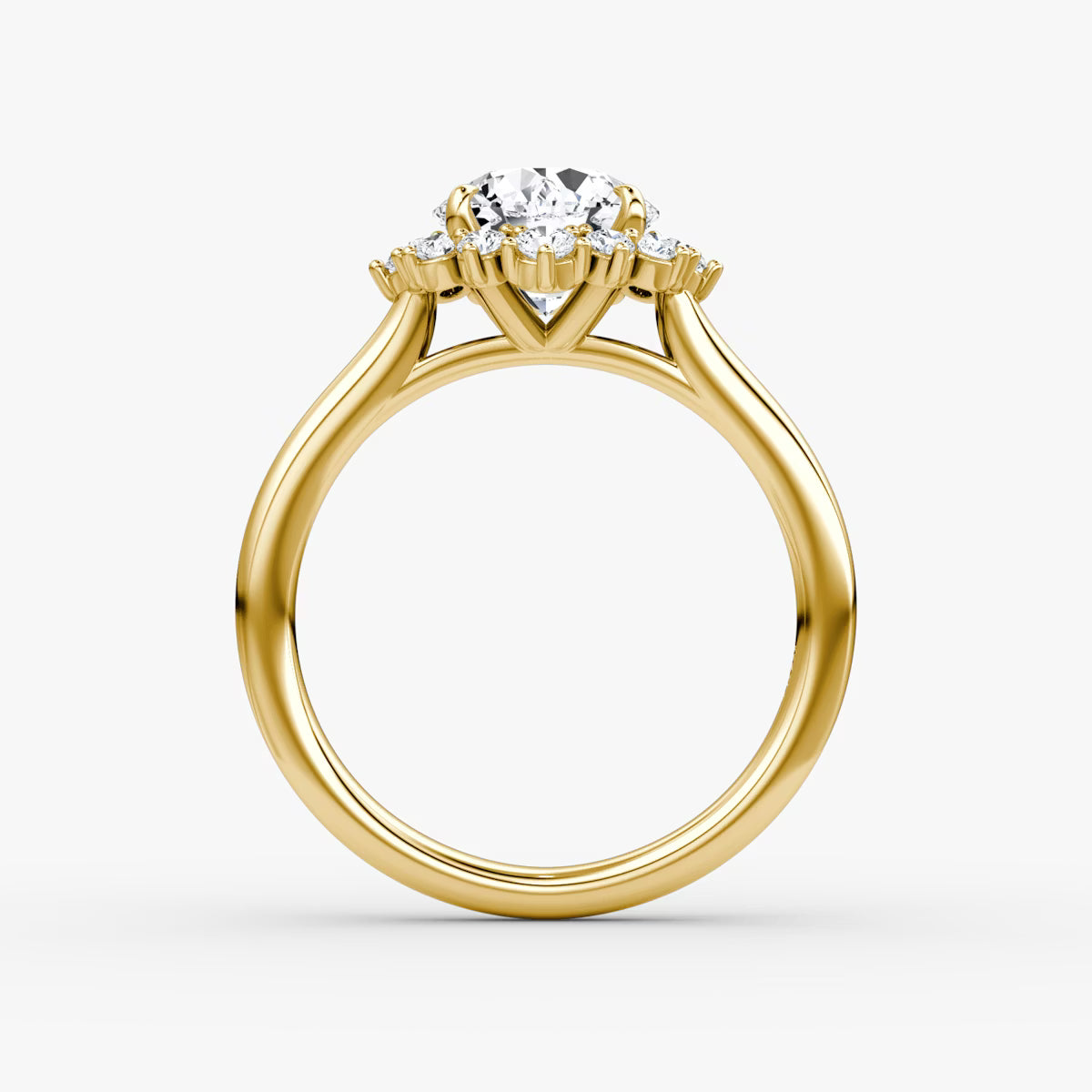 The Aurora Halo Round Brilliant Yellow Gold Diamond Engagement Ring