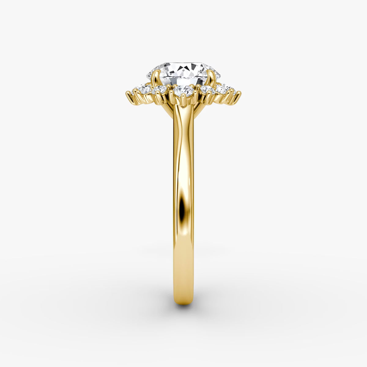 The Aurora Halo Round Brilliant Yellow Gold Diamond Engagement Ring
