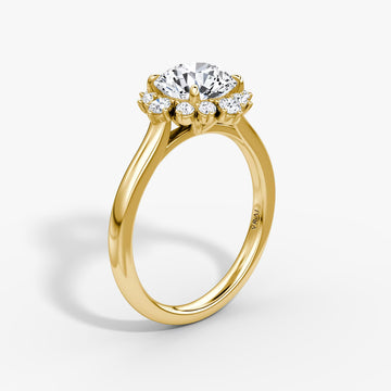 The Aurora Halo Round Brilliant Yellow Gold Diamond Engagement Ring
