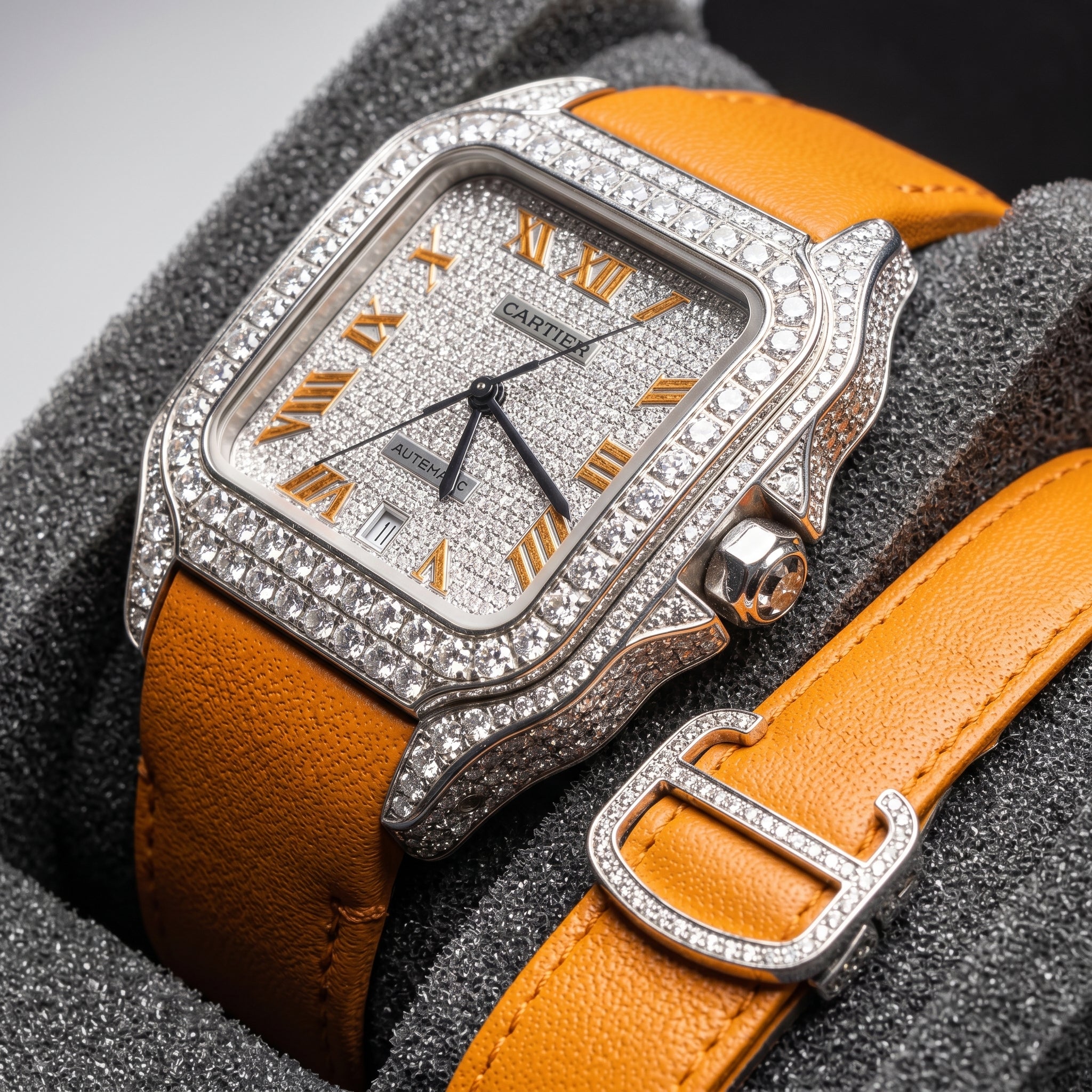 The Santos Noir Emerald Diamond Edition Timepiece
