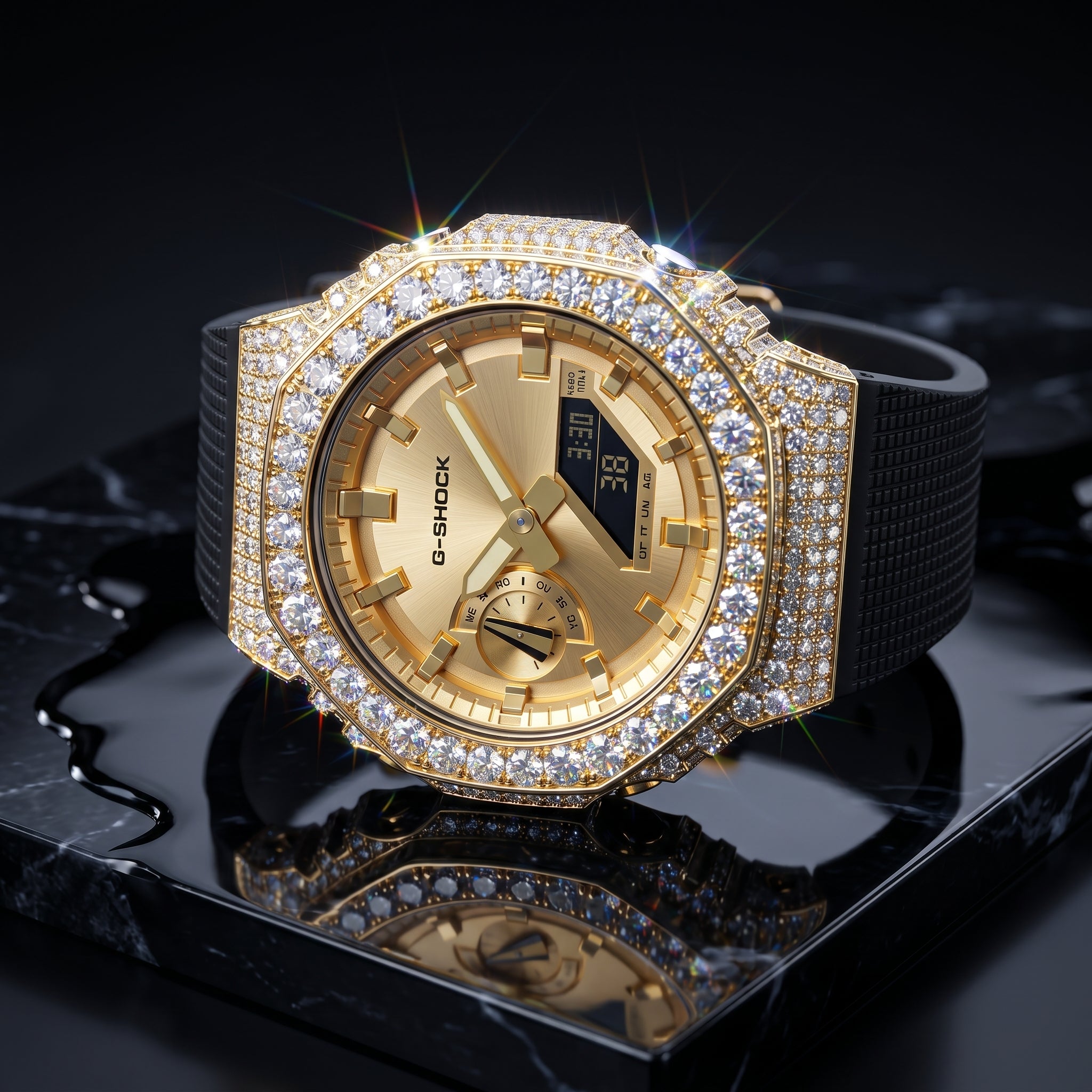The Sovereign Chrono-Shield in Iced Moissanite (Rose Gold & Silver Edition)