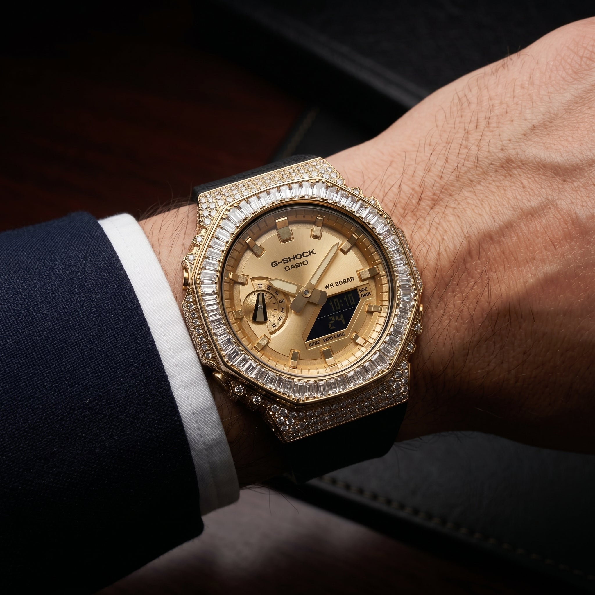The Sovereign Chrono-Shield in Iced Moissanite (Rose Gold & Silver Edition)