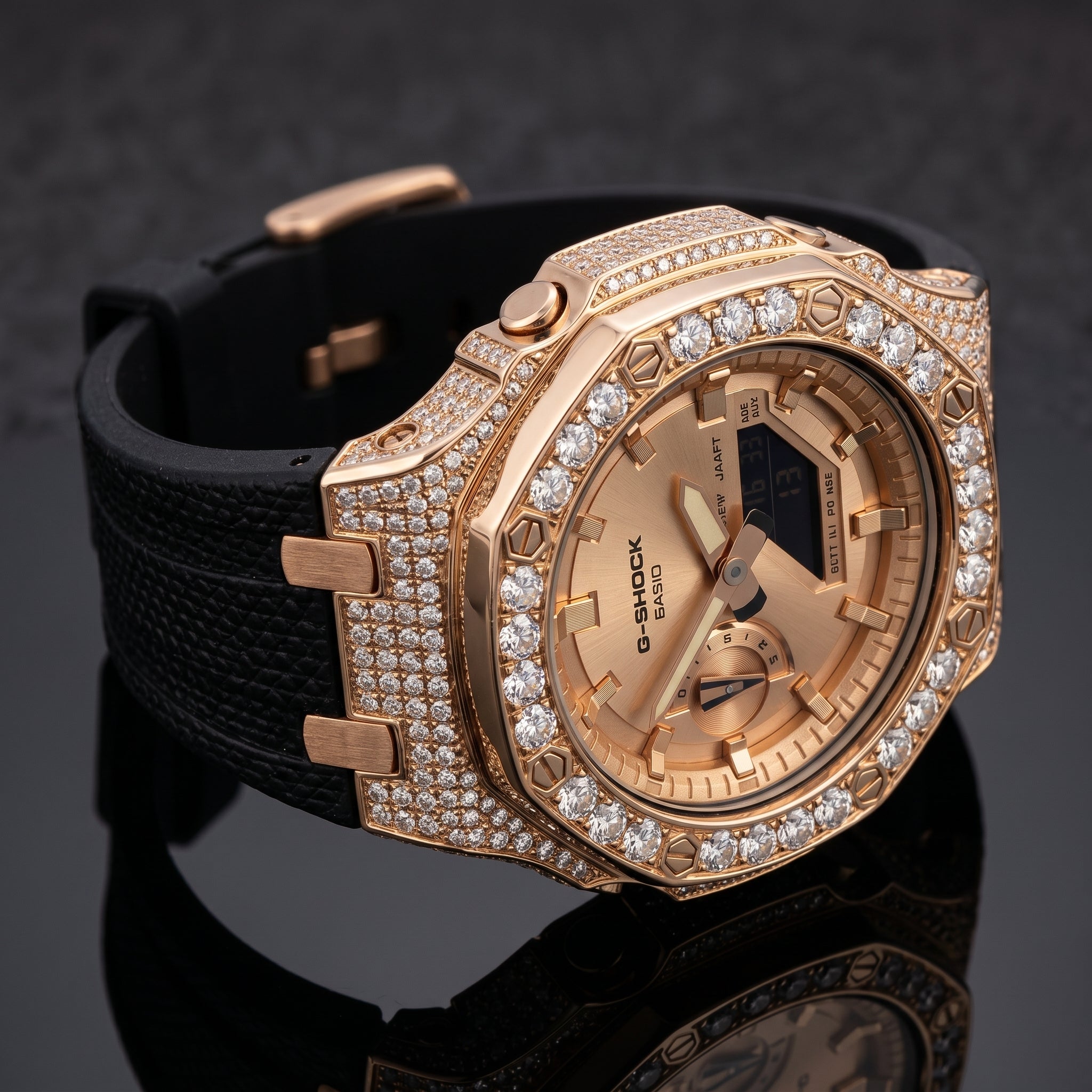 The Sovereign Chrono-Shield in Iced Moissanite (Rose Gold & Silver Edition)