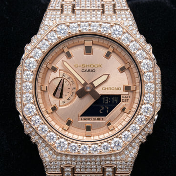 The Sovereign Chrono-Shield in Iced Moissanite (Rose Gold & Silver Edition)