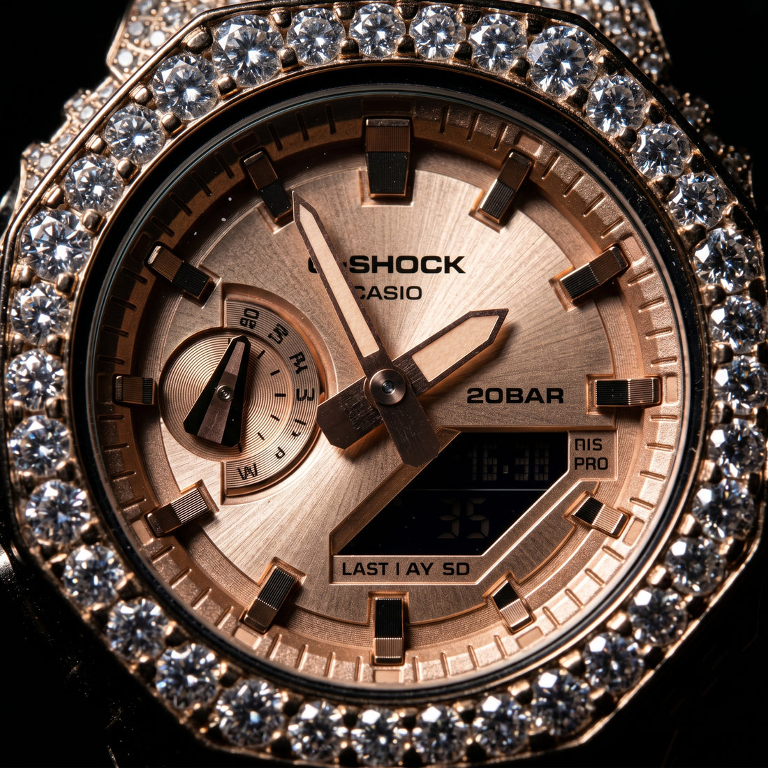 The Sovereign Chrono-Shield in Iced Moissanite (Rose Gold & Silver Edition)