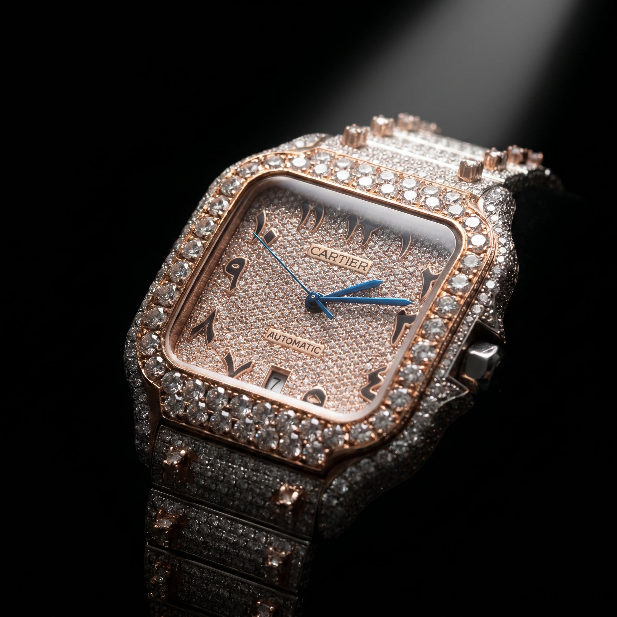 The Sovereign Santos Fully Flooded Timepiece — Rose Gold & Eastern Arabic Dial Edition