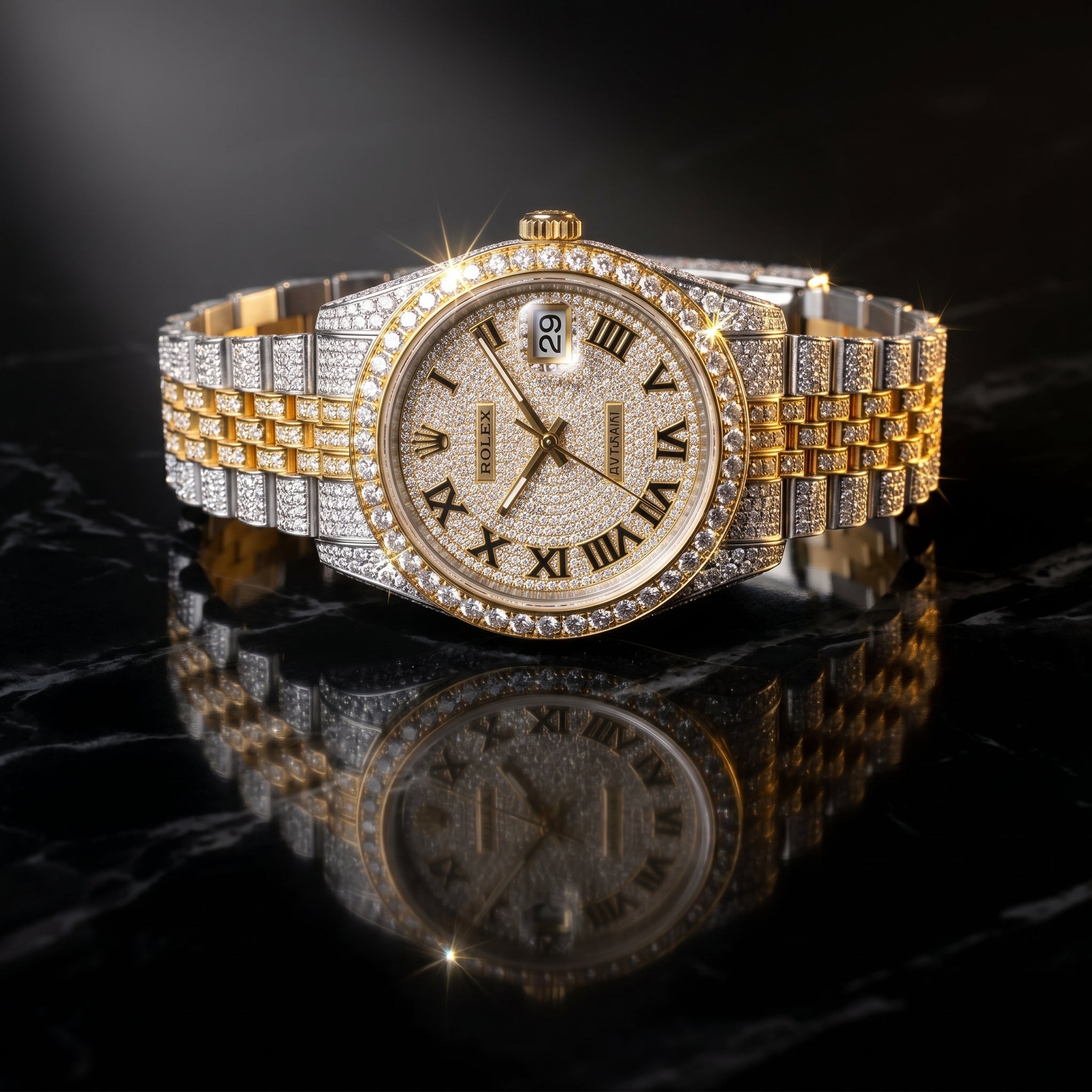The Sovereign Datejust Chronometer in Two-Tone Full Pavé Moissanite
