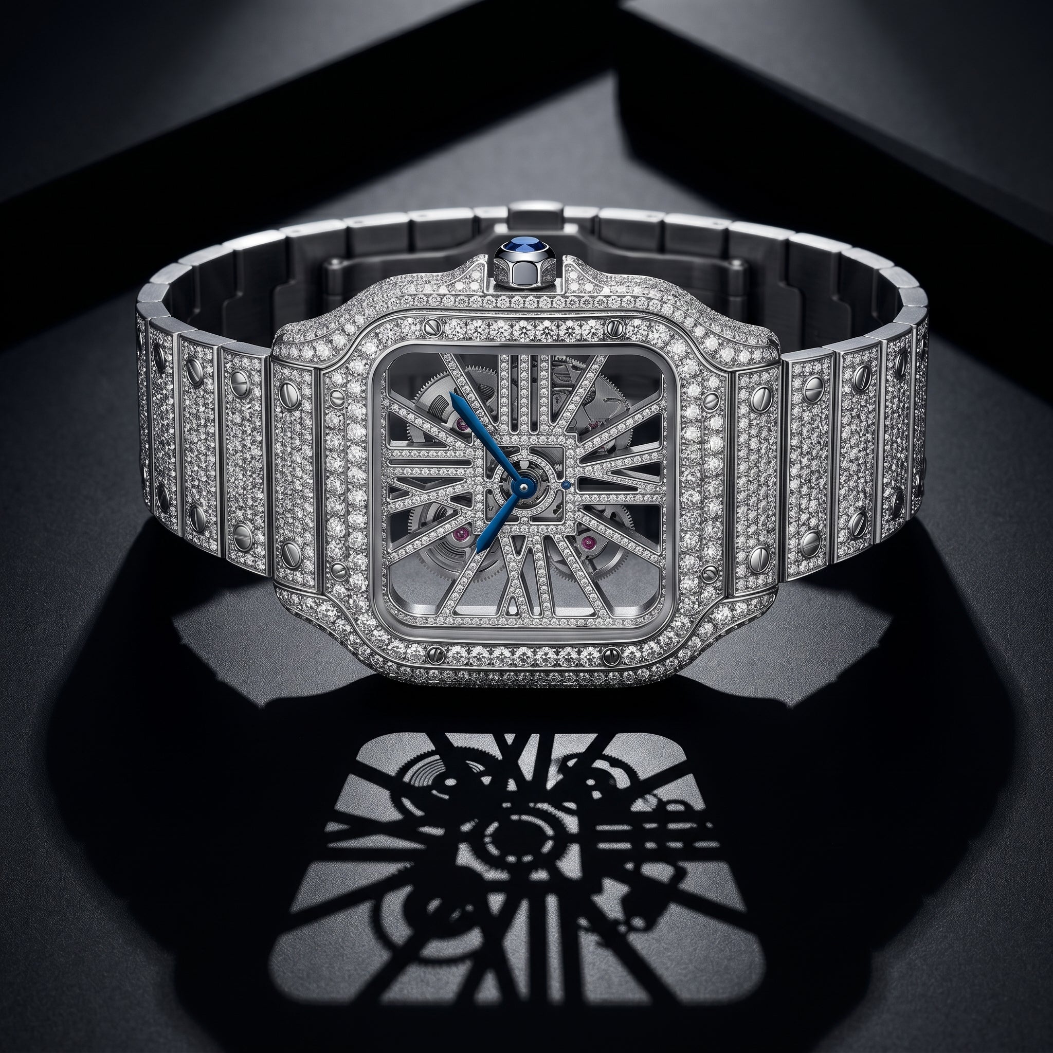 The Santos de Cartier Skeleton Bustdown