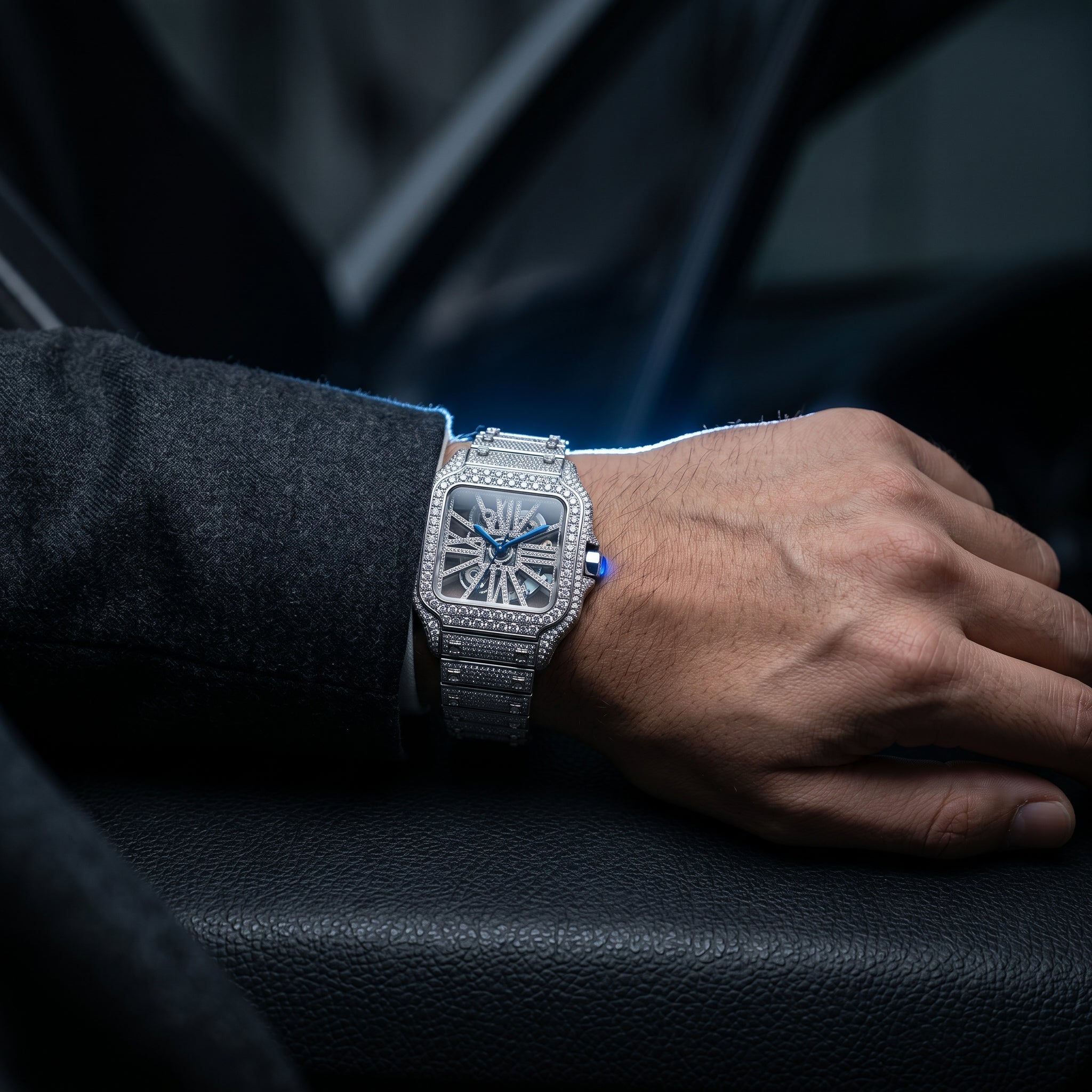The Santos de Cartier Skeleton Bustdown