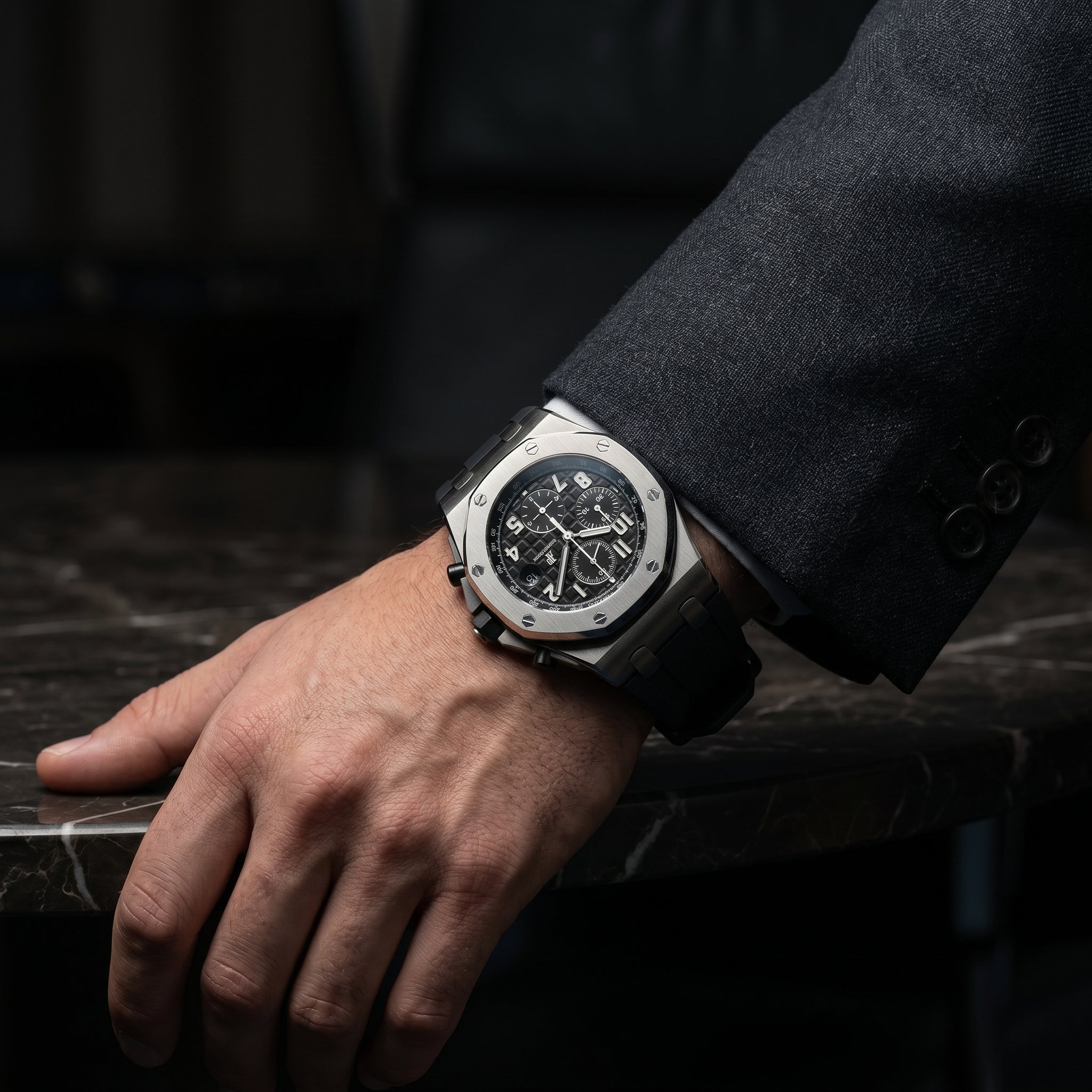 The Vanguard Chronograph Luxury Watch in Brushed Steel