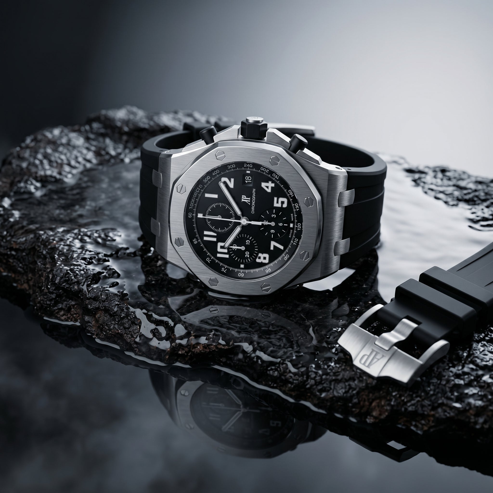 The Vanguard Chronograph Luxury Watch in Brushed Steel