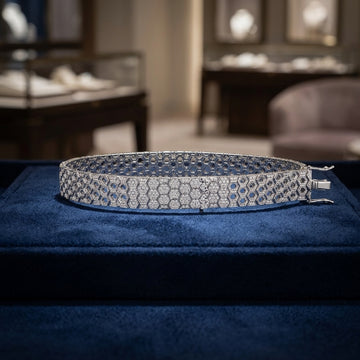 The Honeycomb Pavé Link Statement Bracelet in Sterling Silver