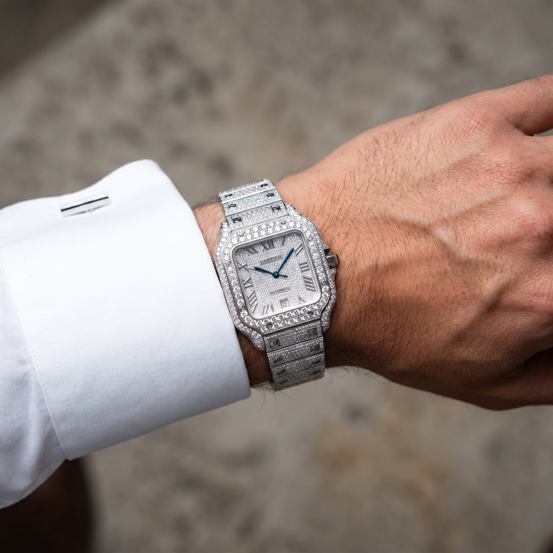 Santos de Cartier Iced-Out Edition — Large Model Automatic Timepiece