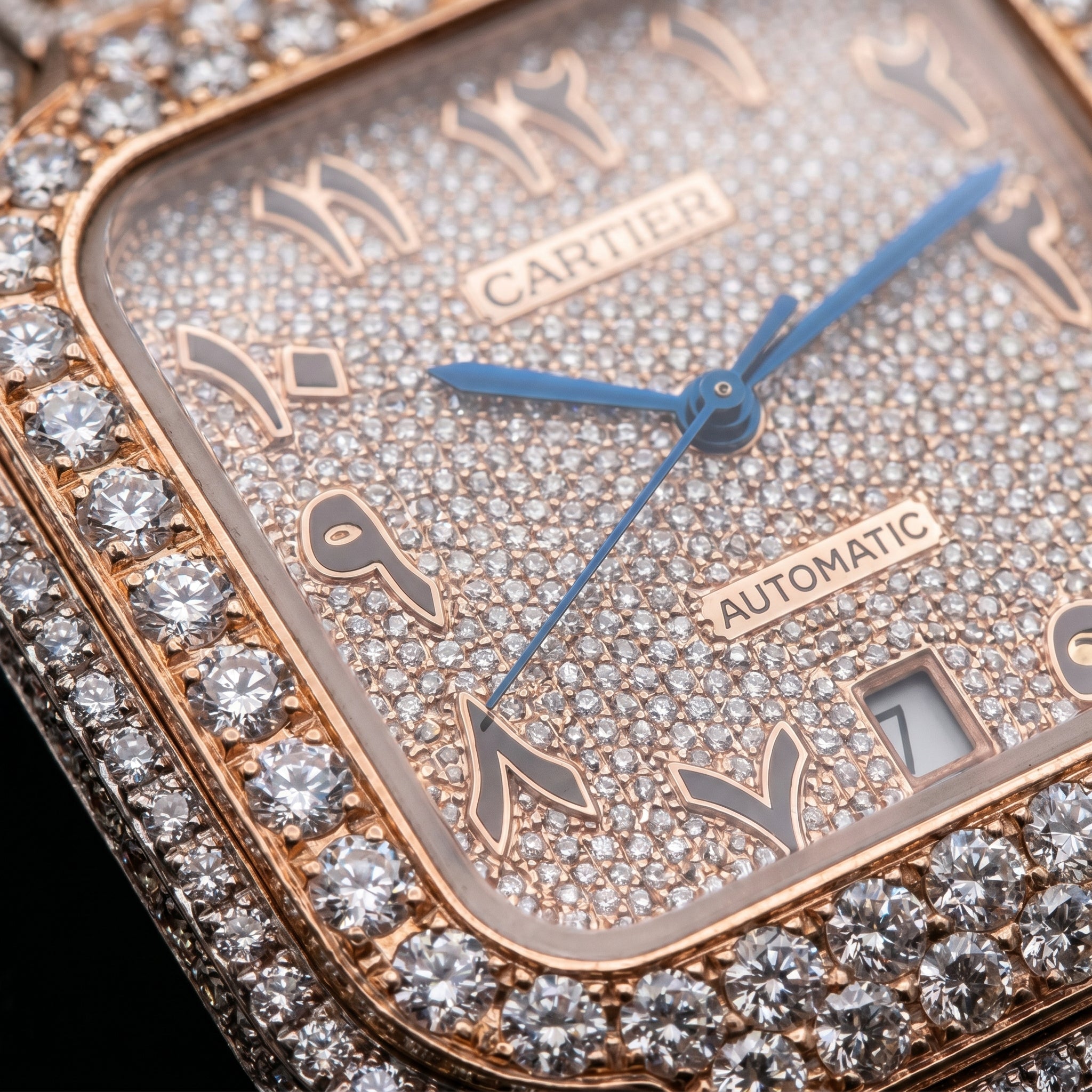 The Sovereign Santos Fully Flooded Timepiece — Rose Gold & Eastern Arabic Dial Edition
