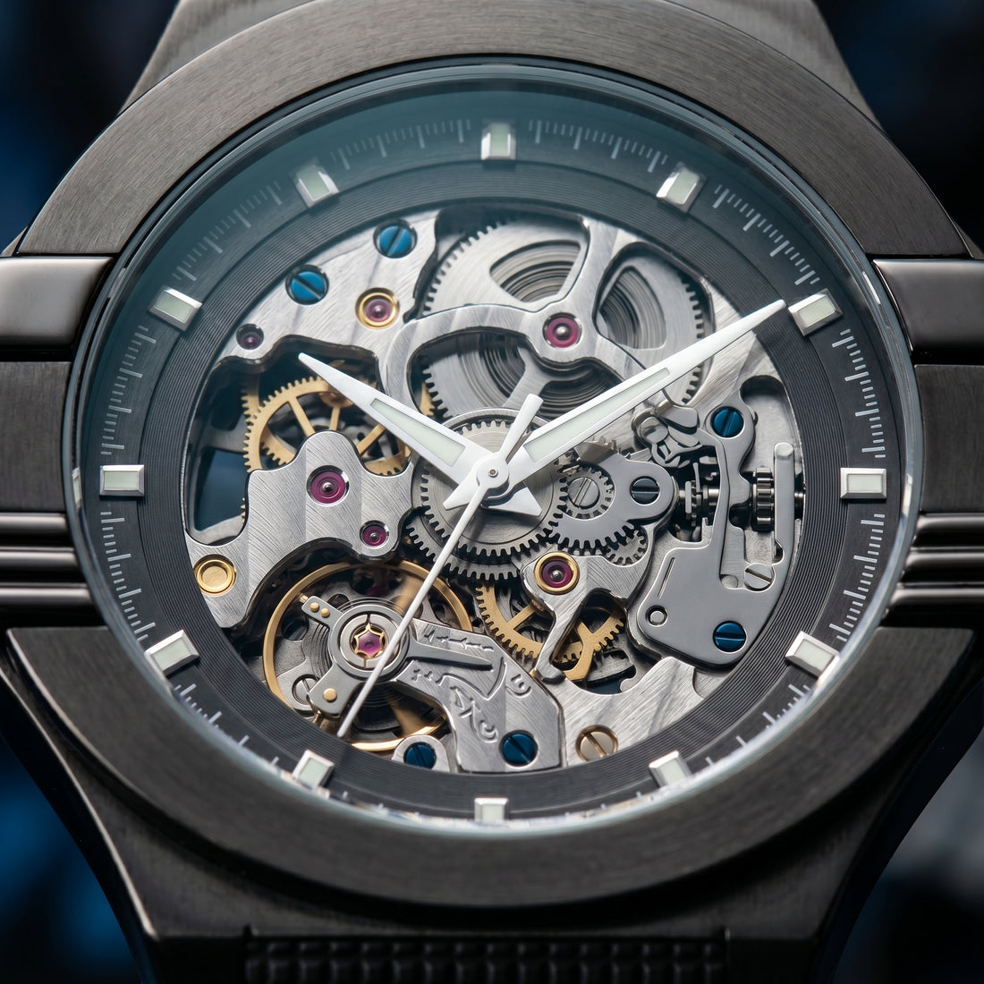 Open-Heart Skeleton Automatic Gunmetal Sport Watch