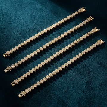 Pavé Heart Tennis Bracelet in Gold-Plated Silver