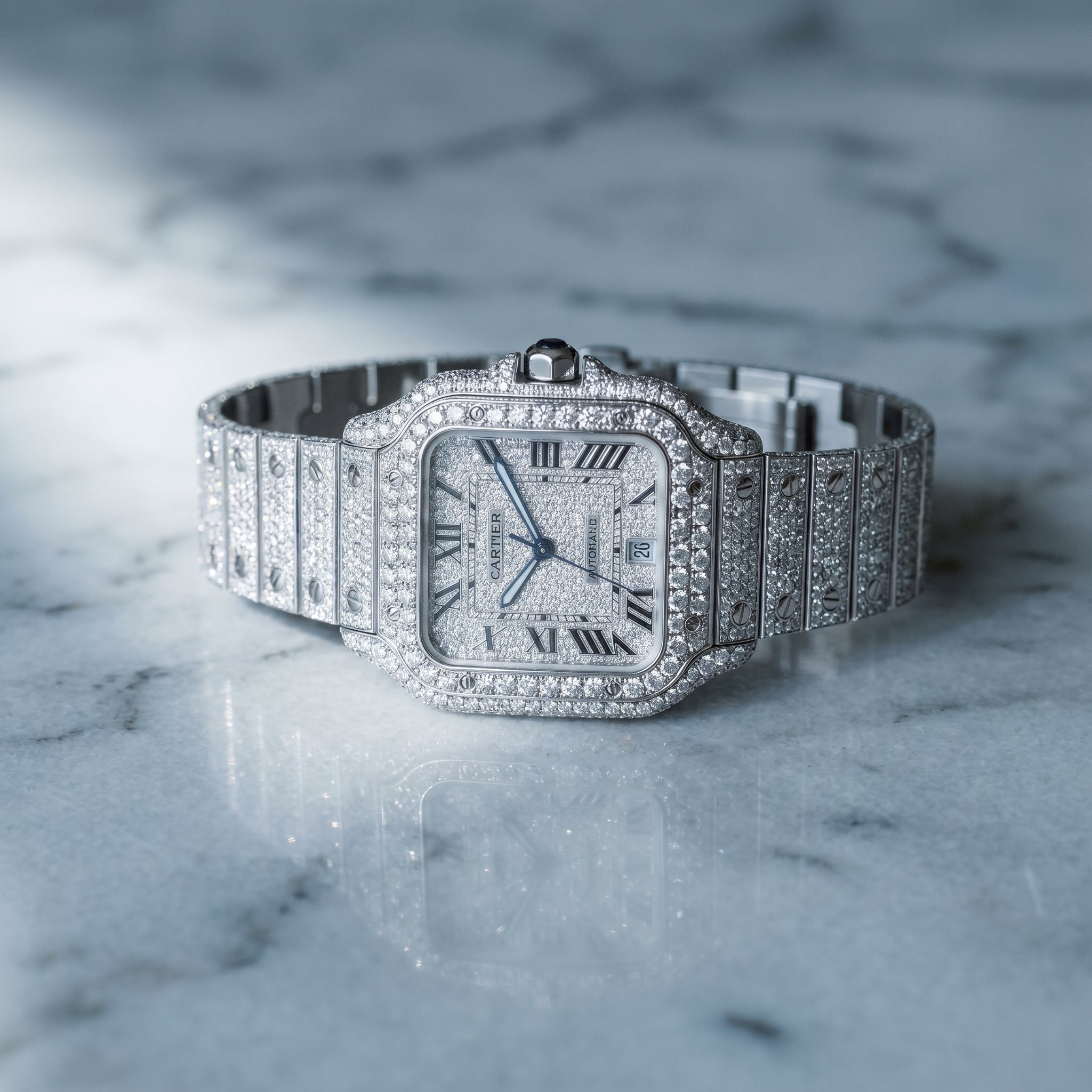 Santos de Cartier Iced-Out Edition — Large Model Automatic Timepiece