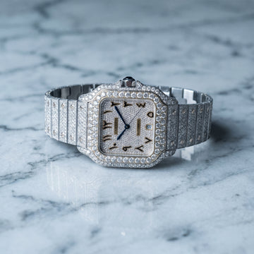 The Sovereign Santos Chronometer in Rose Gold & Full Pavé Moissanite