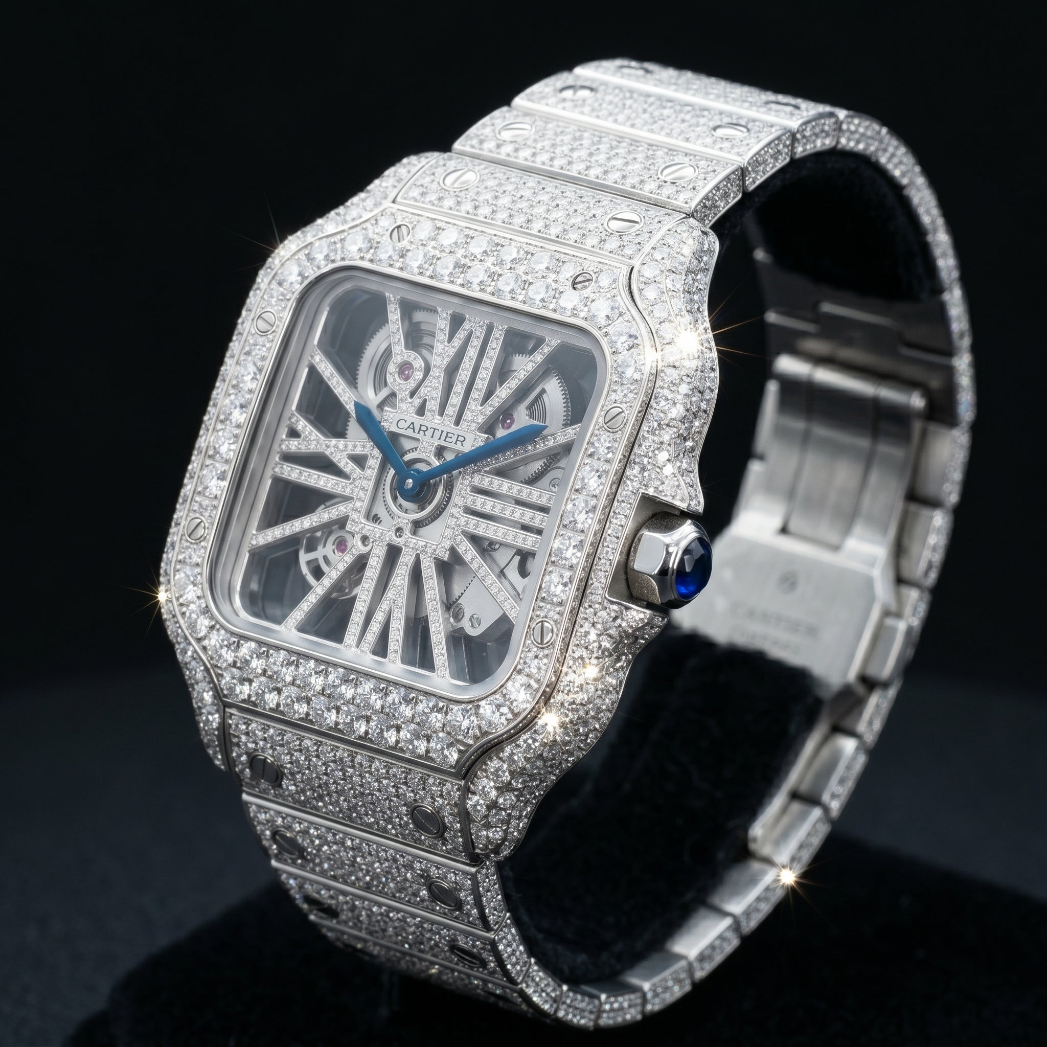 The Luminary Square "Bustdown" Skeleton Timepiece – Ice Edition