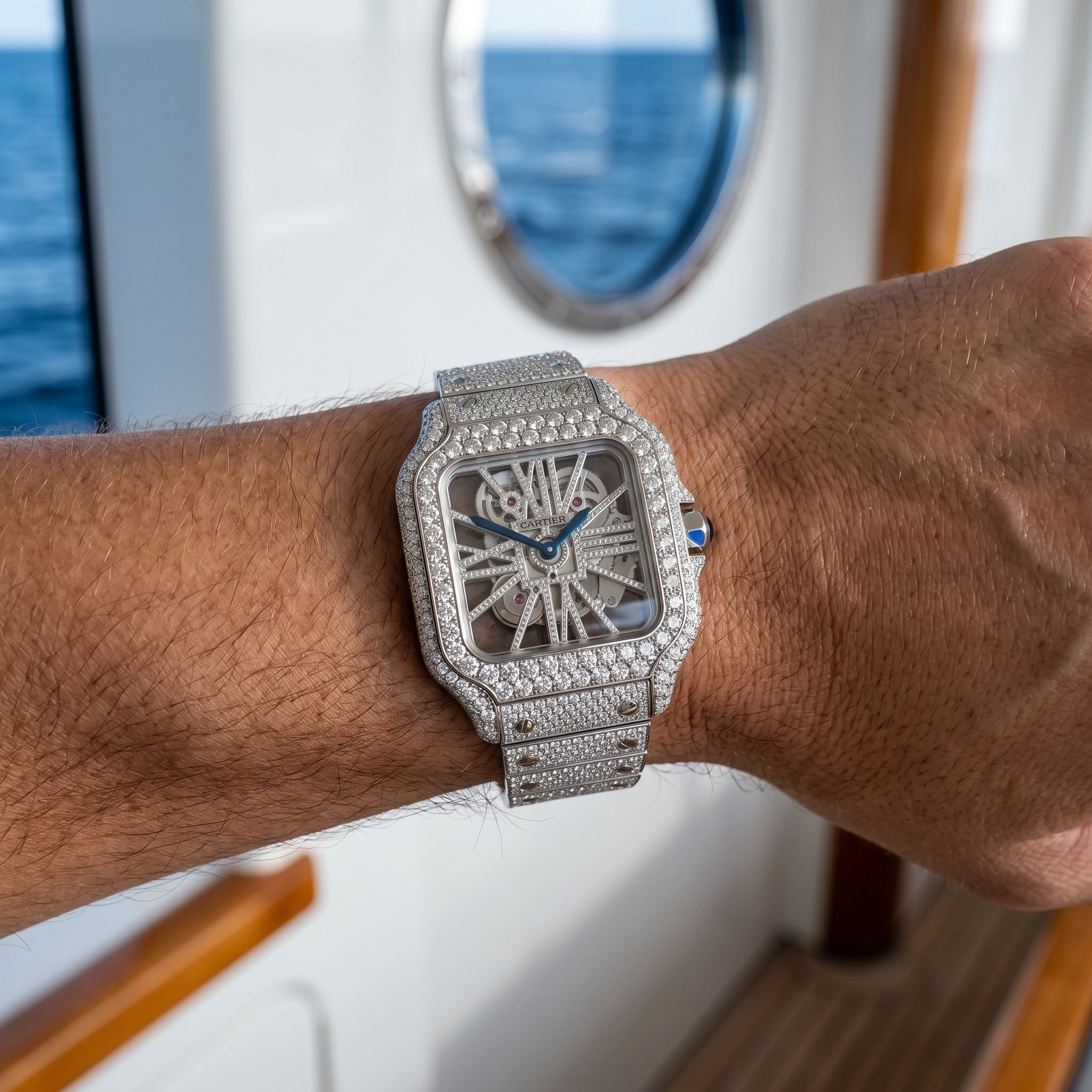 The Luminary Square "Bustdown" Skeleton Timepiece – Ice Edition