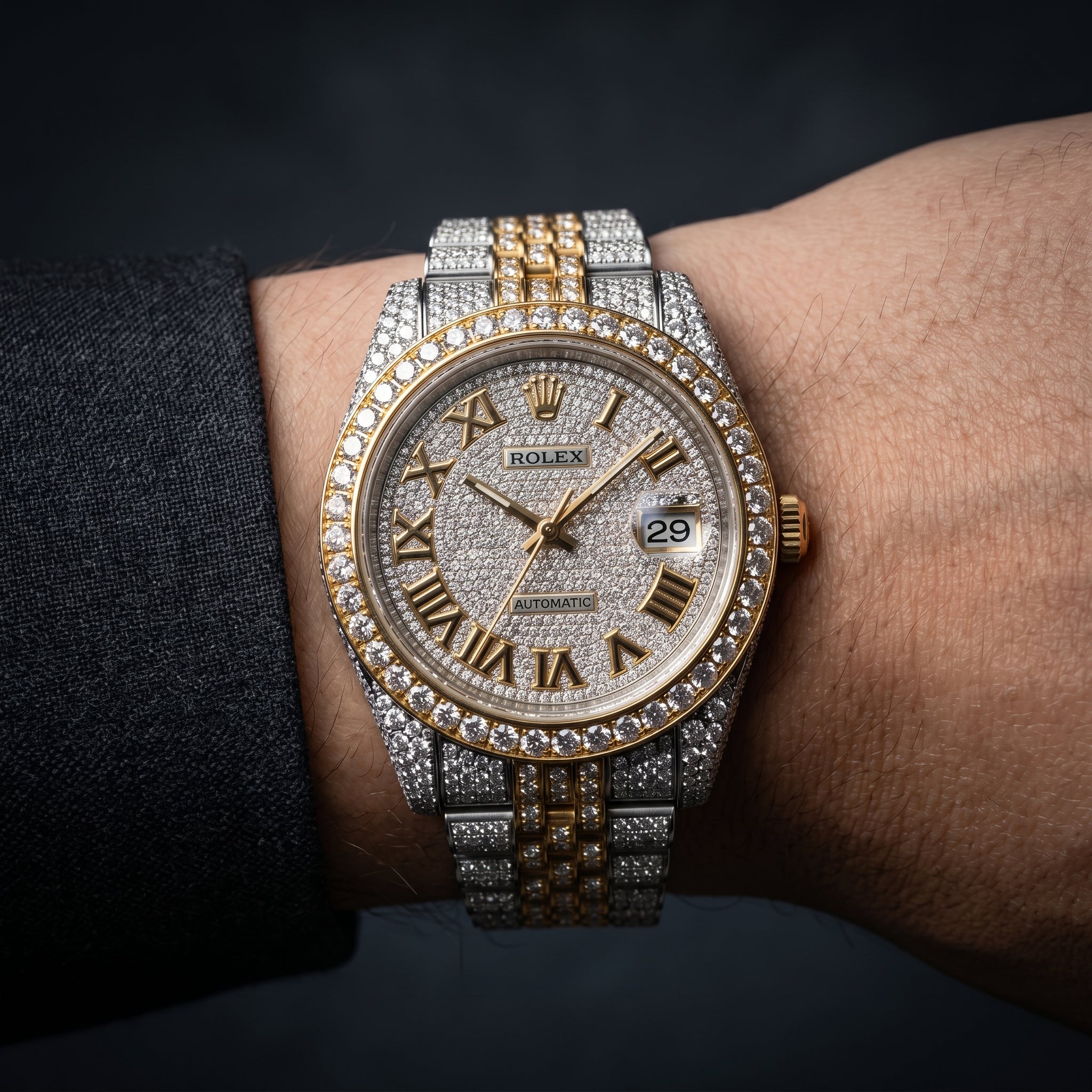 The Sovereign Datejust Chronometer in Two-Tone Full Pavé Moissanite