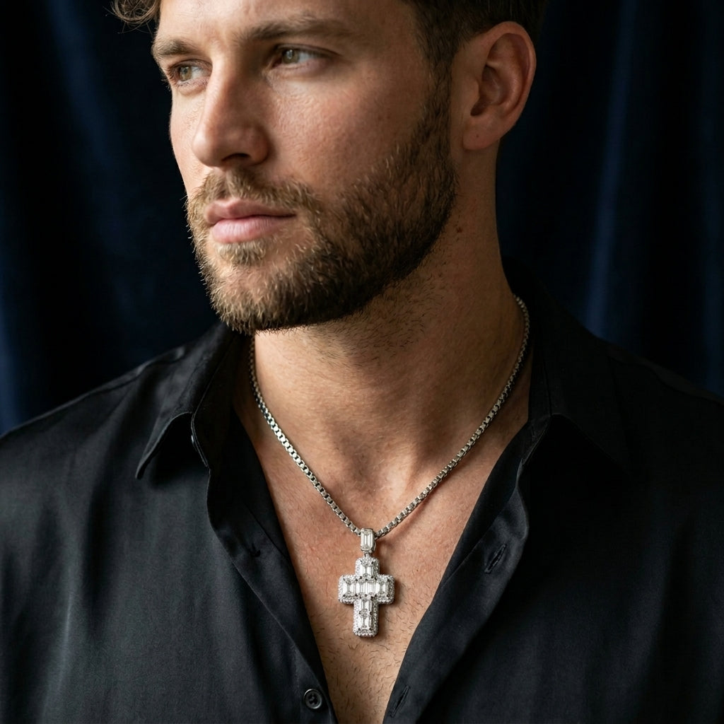 Sovereign Radiance Baguette Cross Pendant
