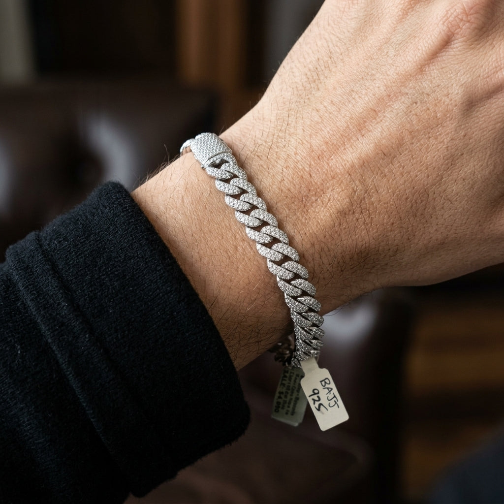 The iced Miami Cuban Link Bracelet in Sterling Silver