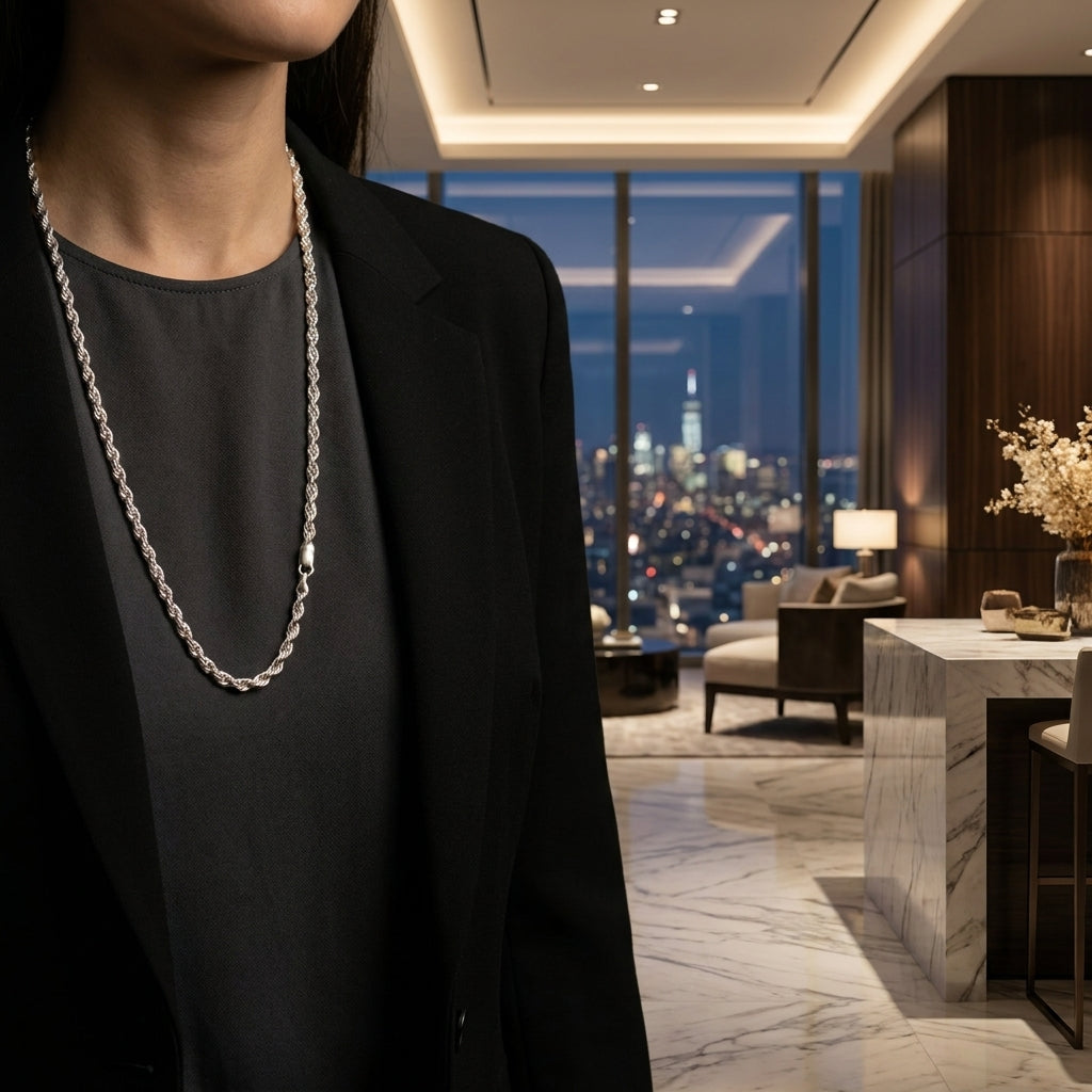Diamond-Cut 925 Silver Rope Chain with Gold Coating