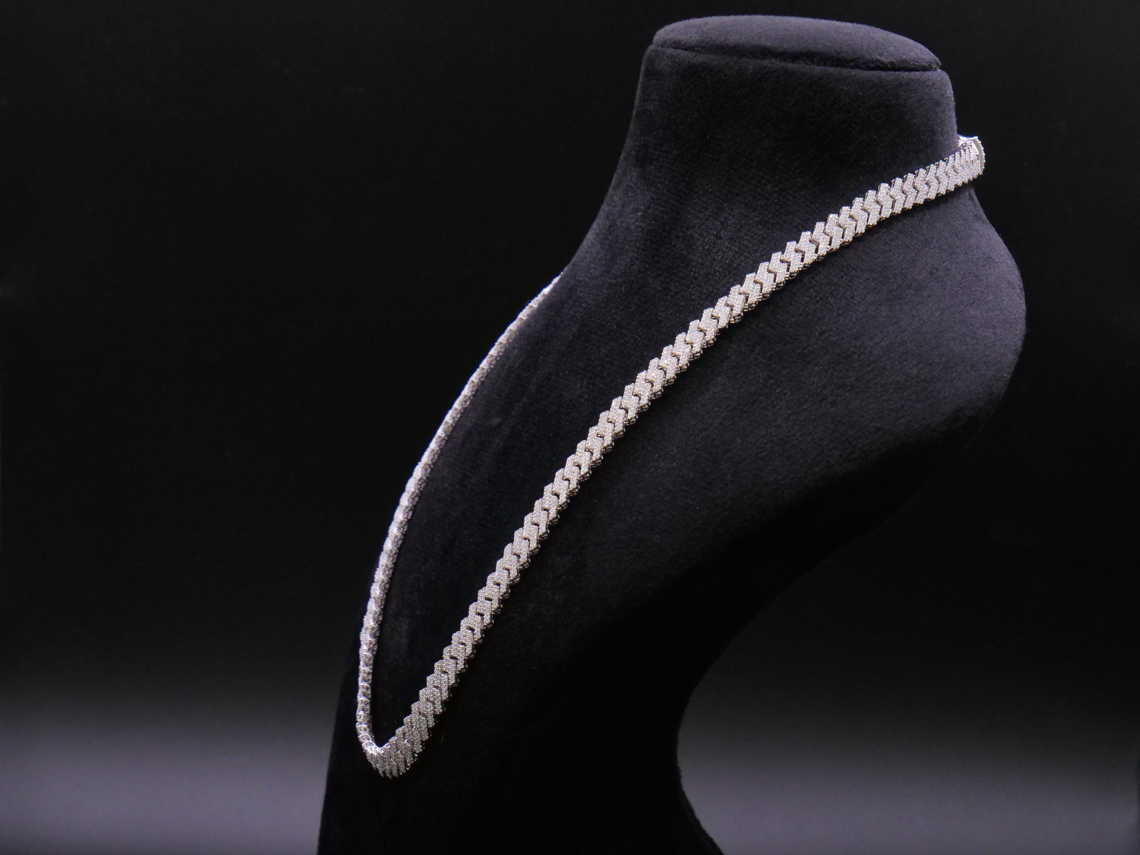 Iced Out Full Pavé Cuban Link Chain Necklace In Silver