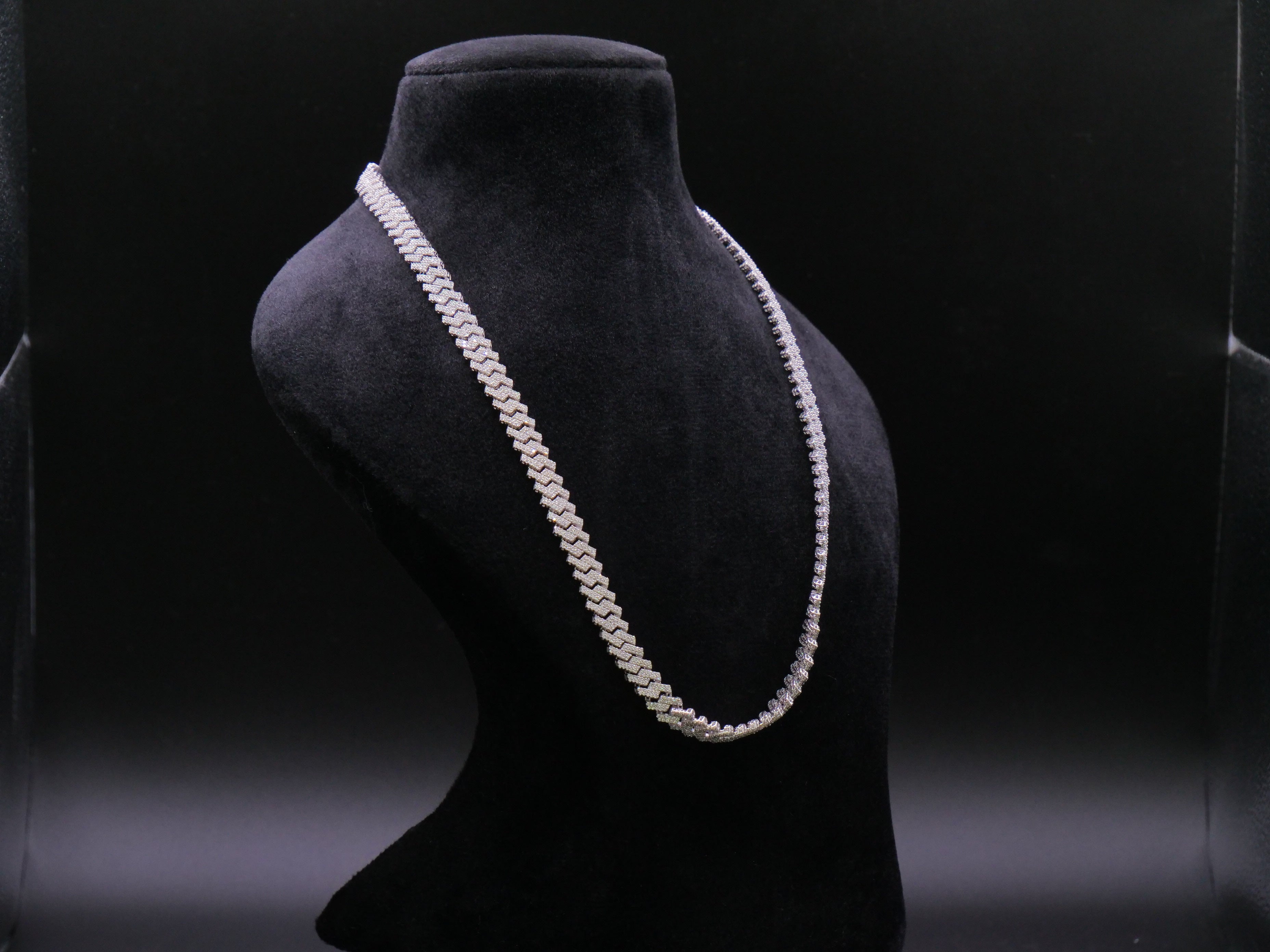 Iced Out Full Pavé Cuban Link Chain Necklace In Silver