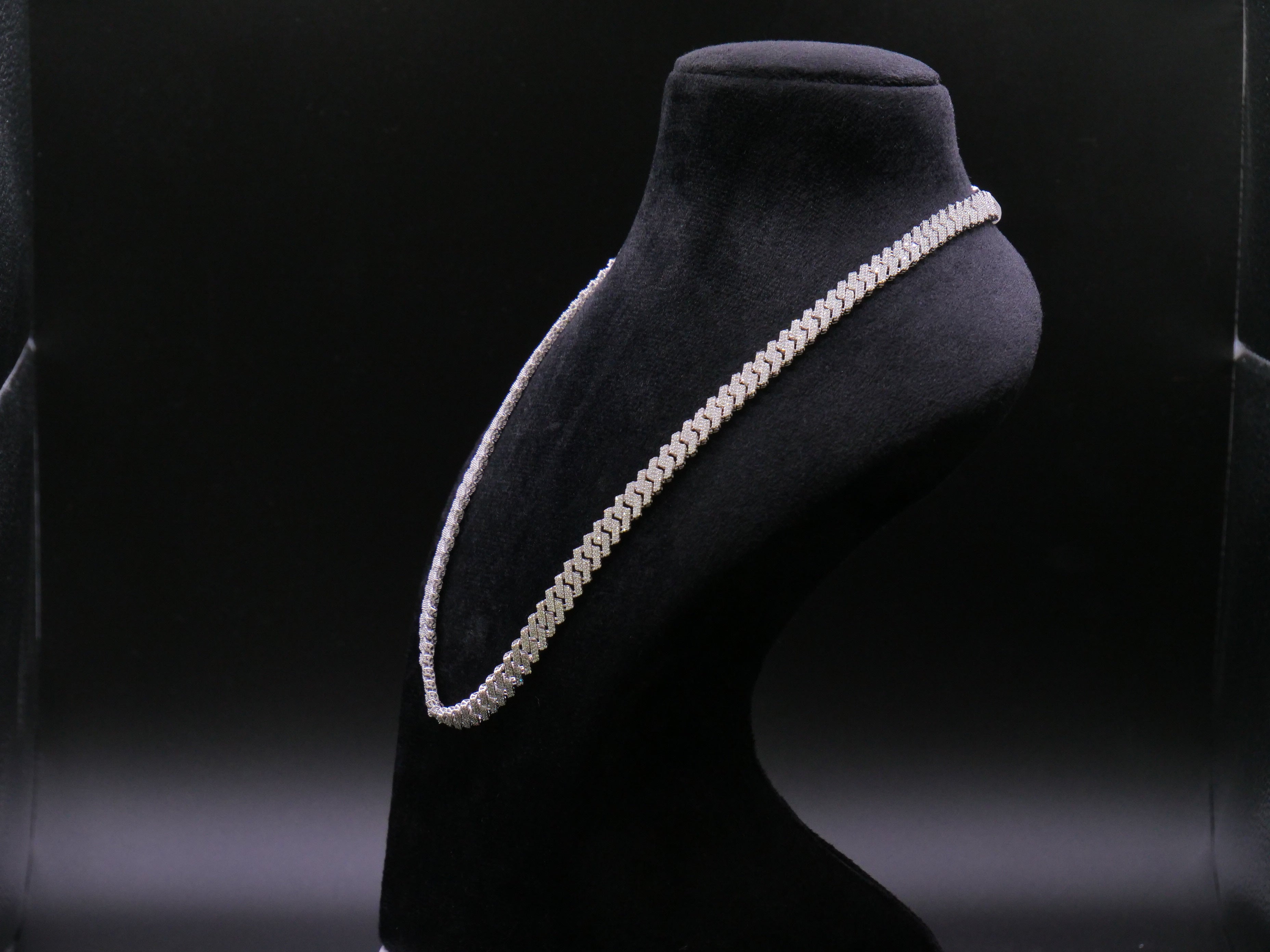 Iced Out Full Pavé Cuban Link Chain Necklace In Silver