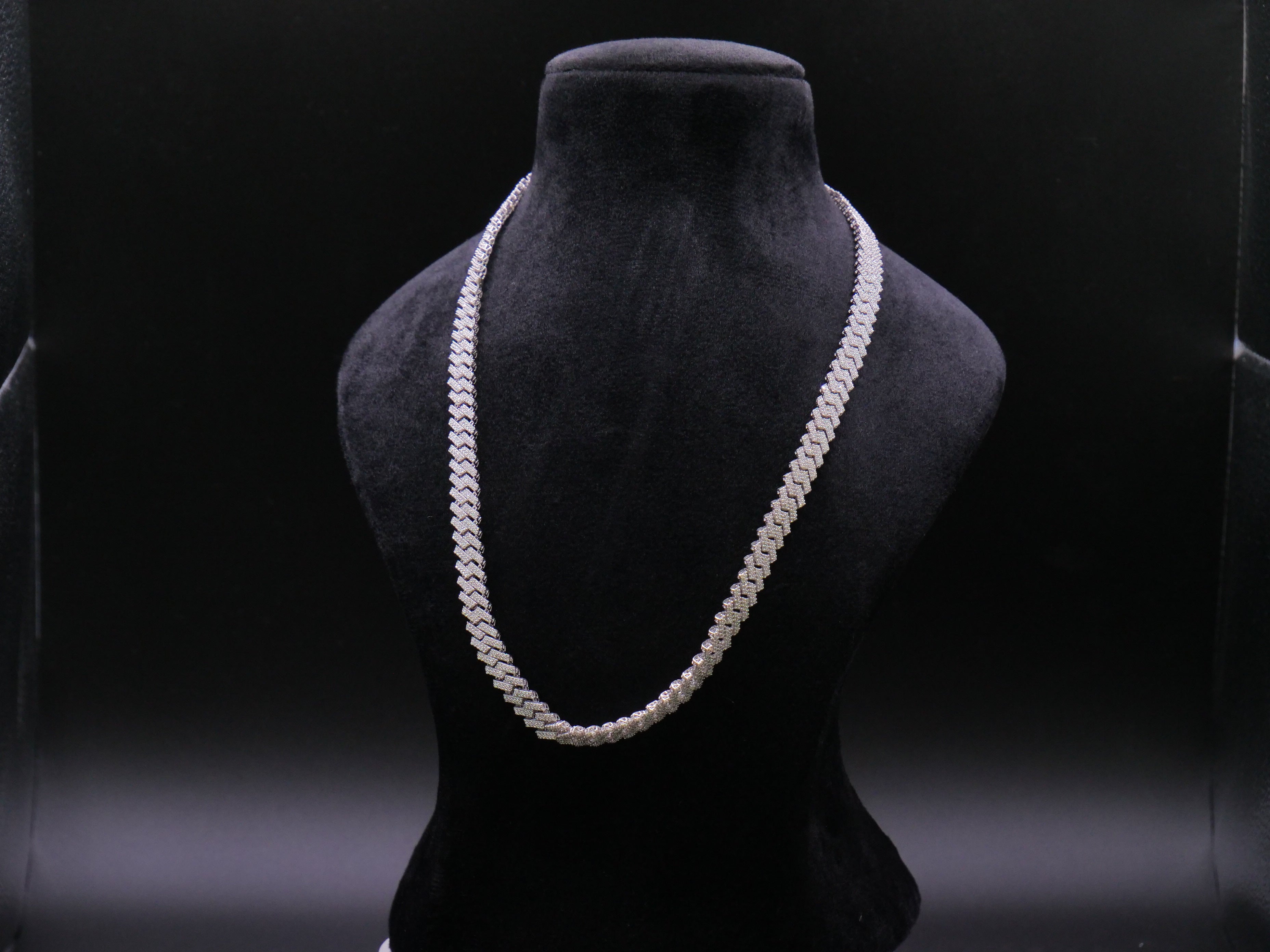 Iced Out Full Pavé Cuban Link Chain Necklace In Silver