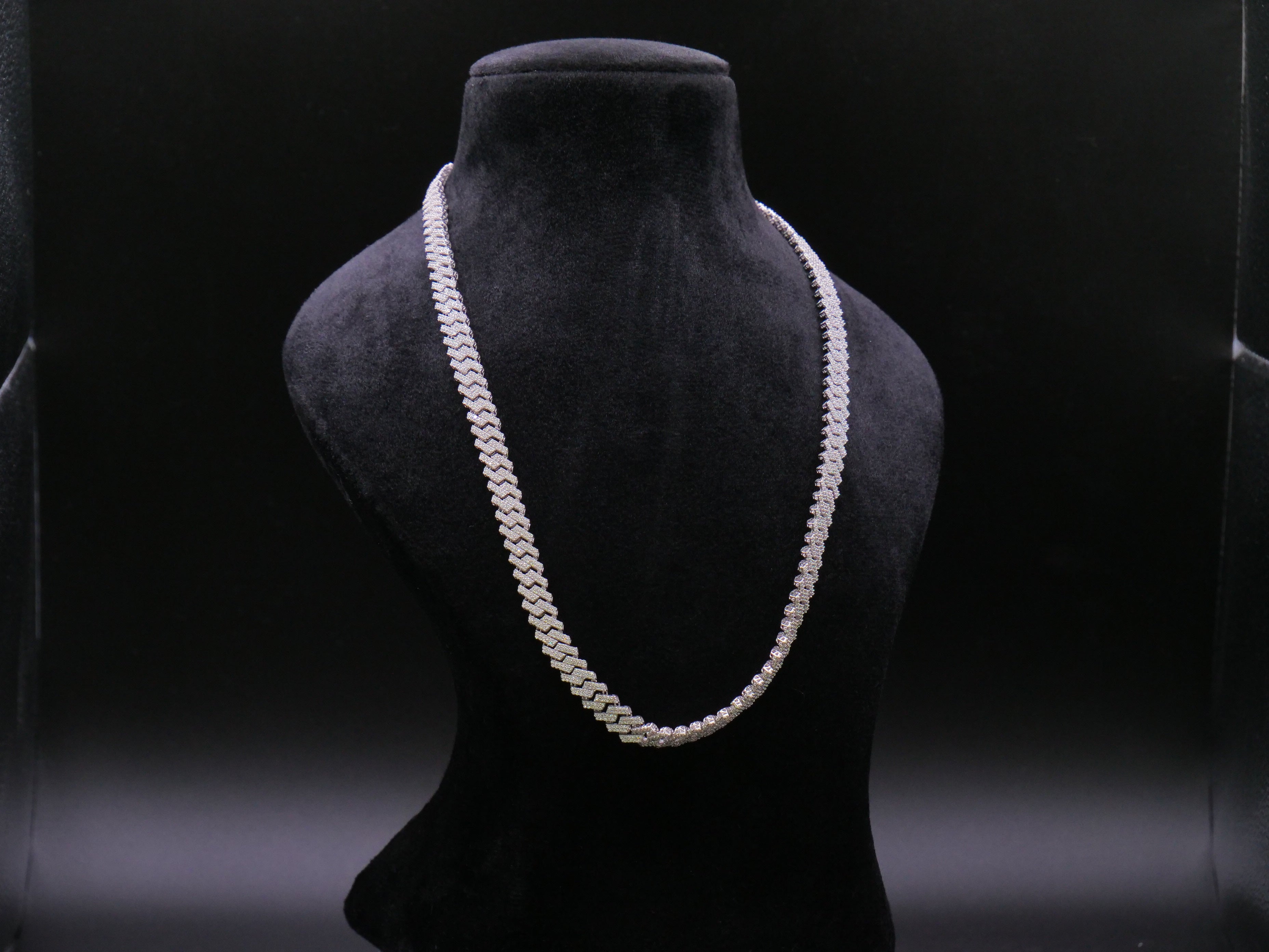 Iced Out Full Pavé Cuban Link Chain Necklace In Silver