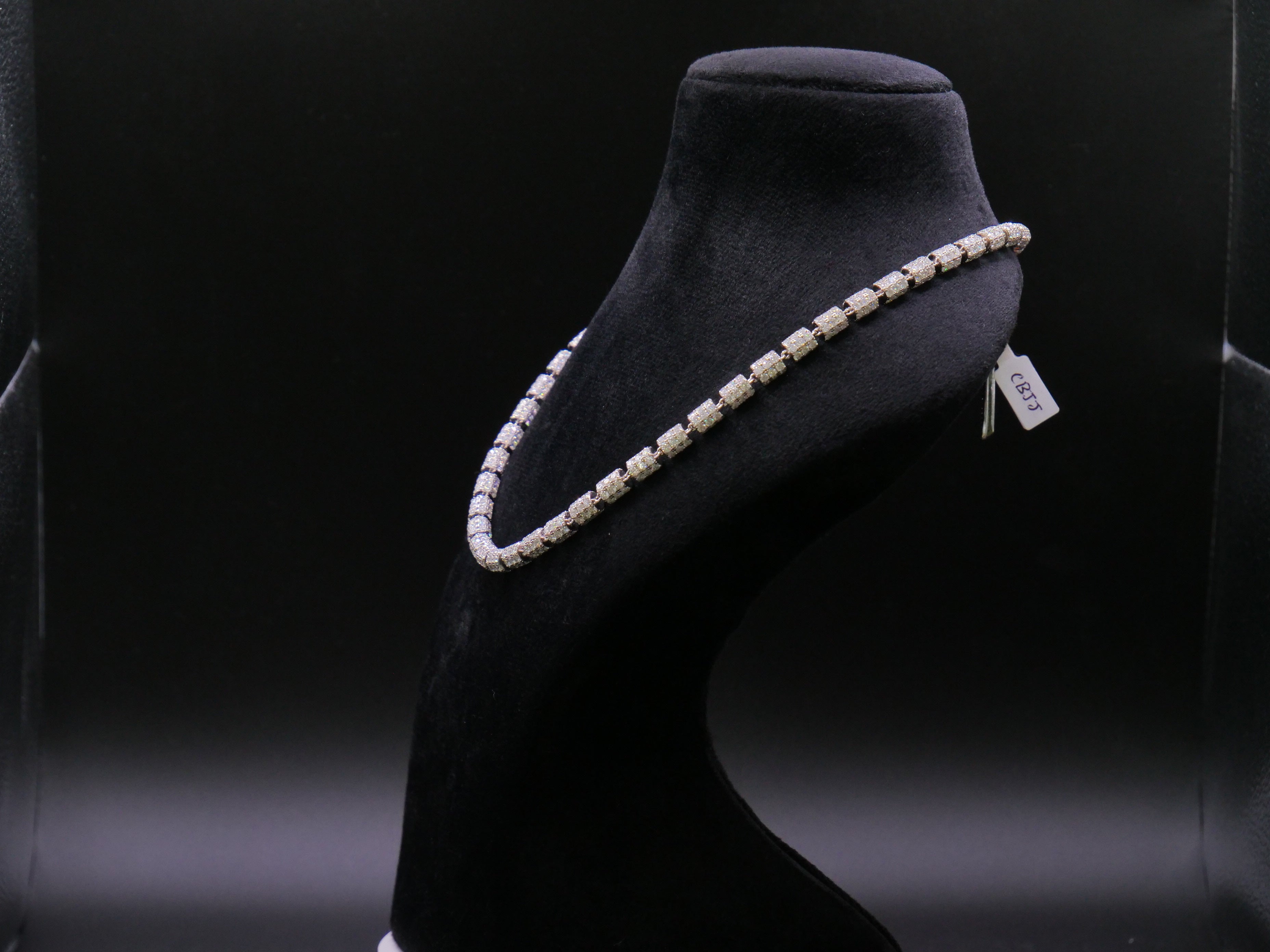 Iced Out Pavé Square-Link Statement Chain Necklace In Silver