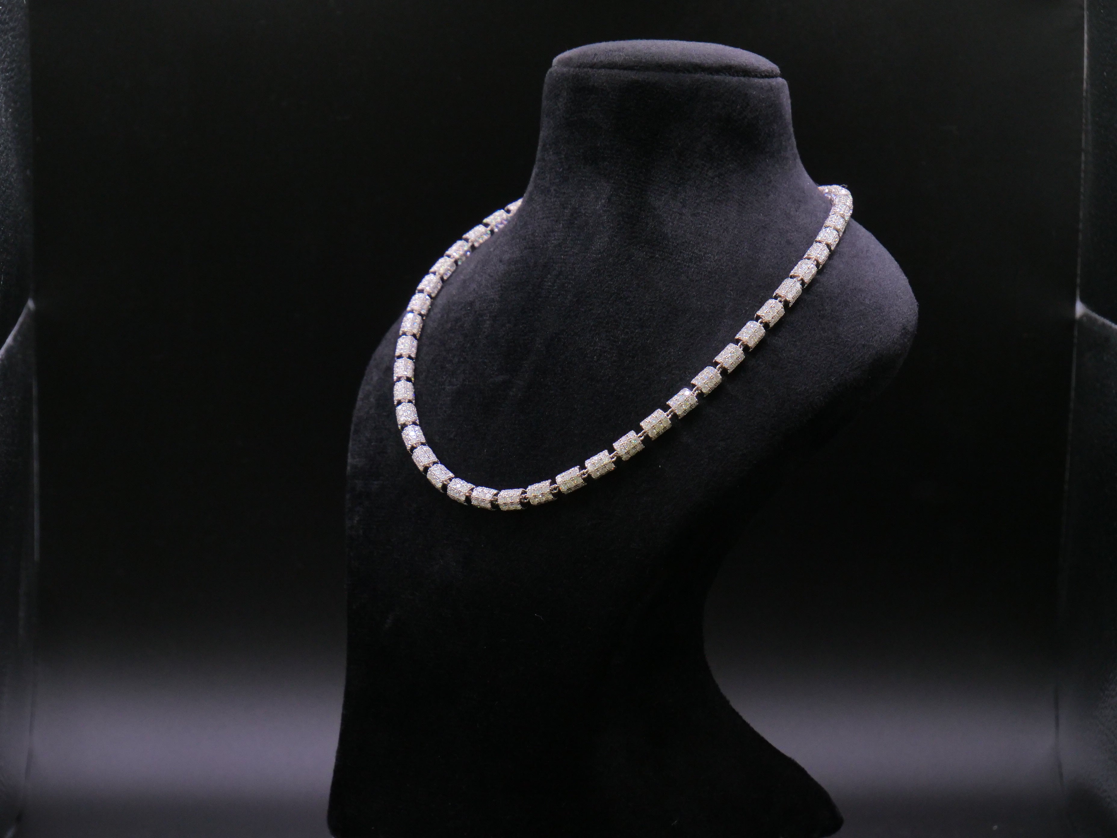 Iced Out Pavé Square-Link Statement Chain Necklace In Silver