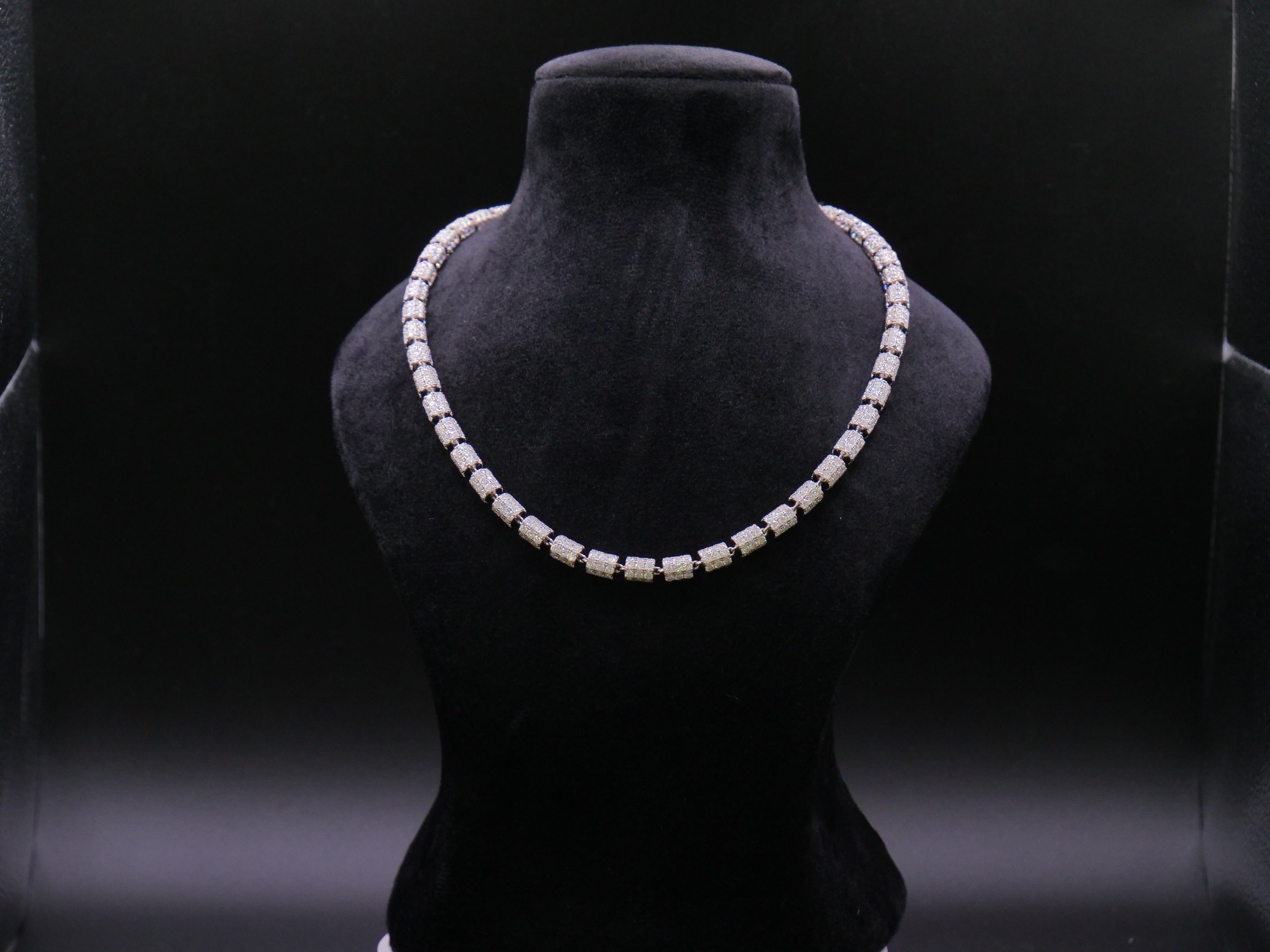 Iced Out Pavé Square-Link Statement Chain Necklace In Silver
