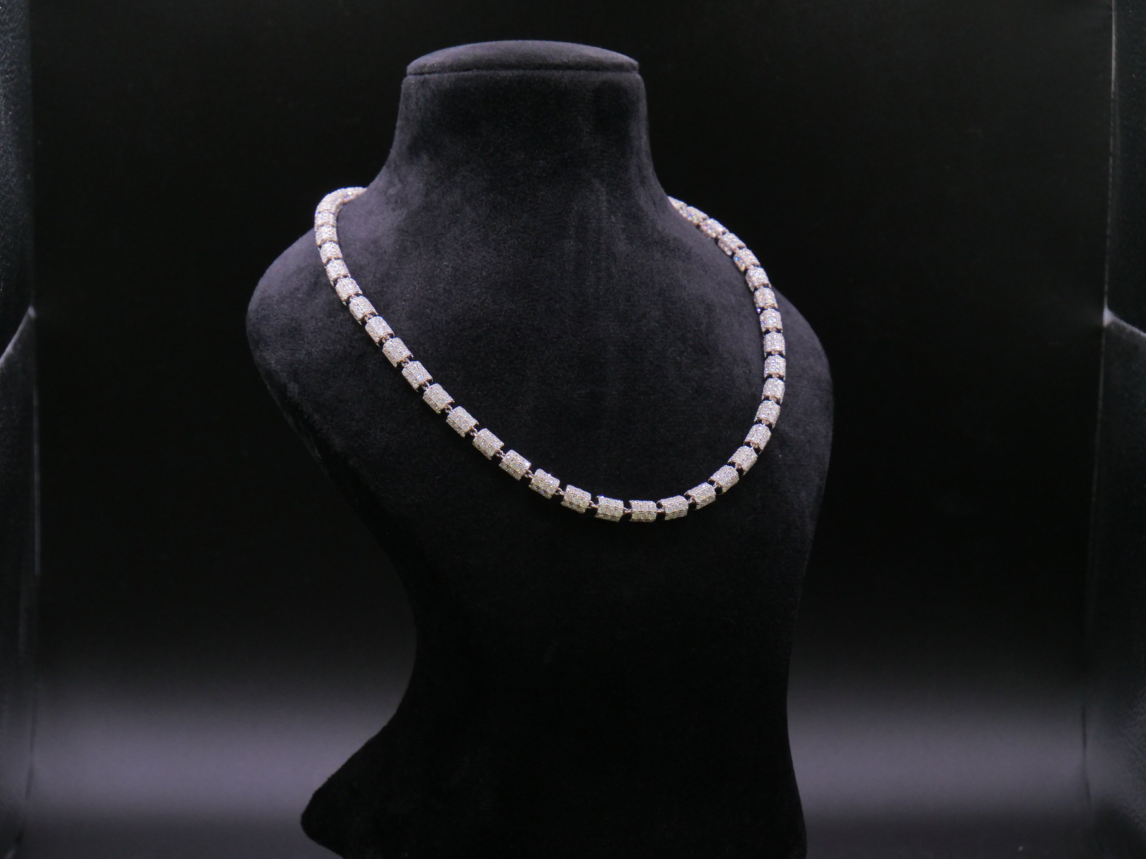 Iced Out Pavé Square-Link Statement Chain Necklace In Silver