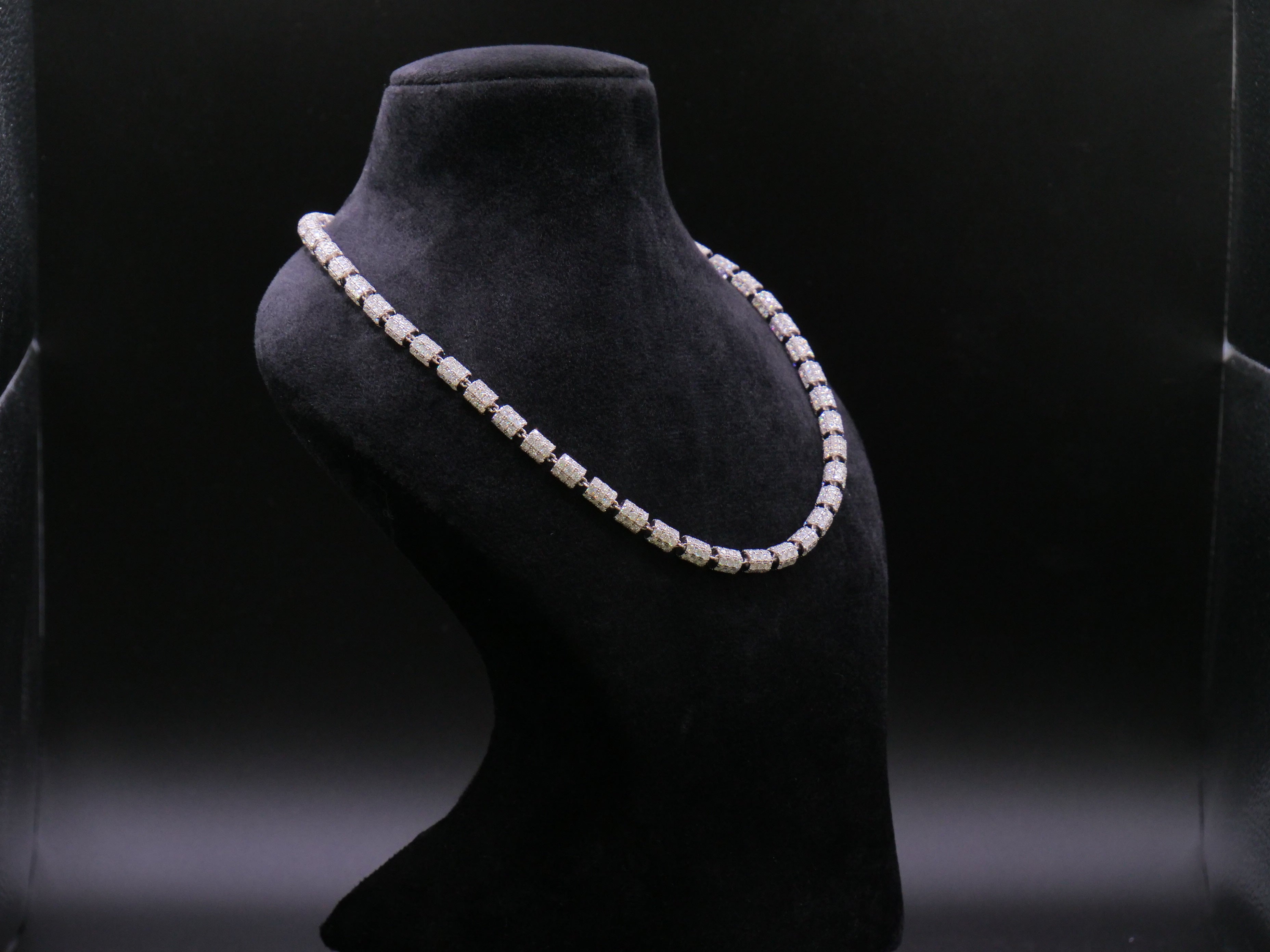 Iced Out Pavé Square-Link Statement Chain Necklace In Silver